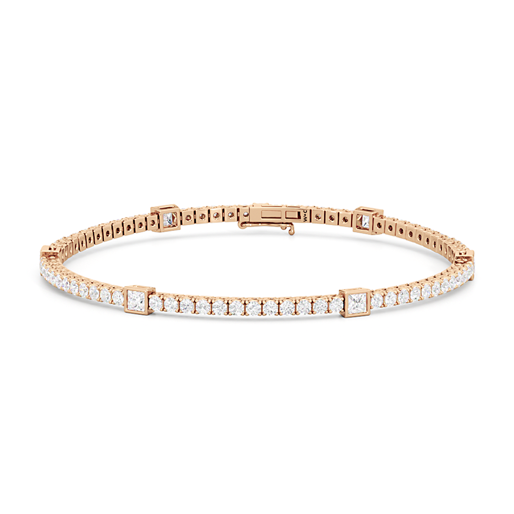 Bezeled Princess Station Tennis Bracelet