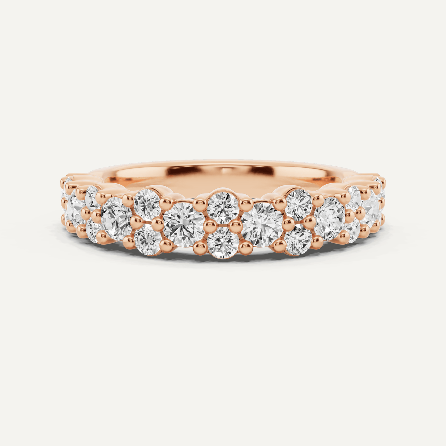 1 1/10 ctw Round Diamond Pave Set Wedding Band - Lotus Diamond