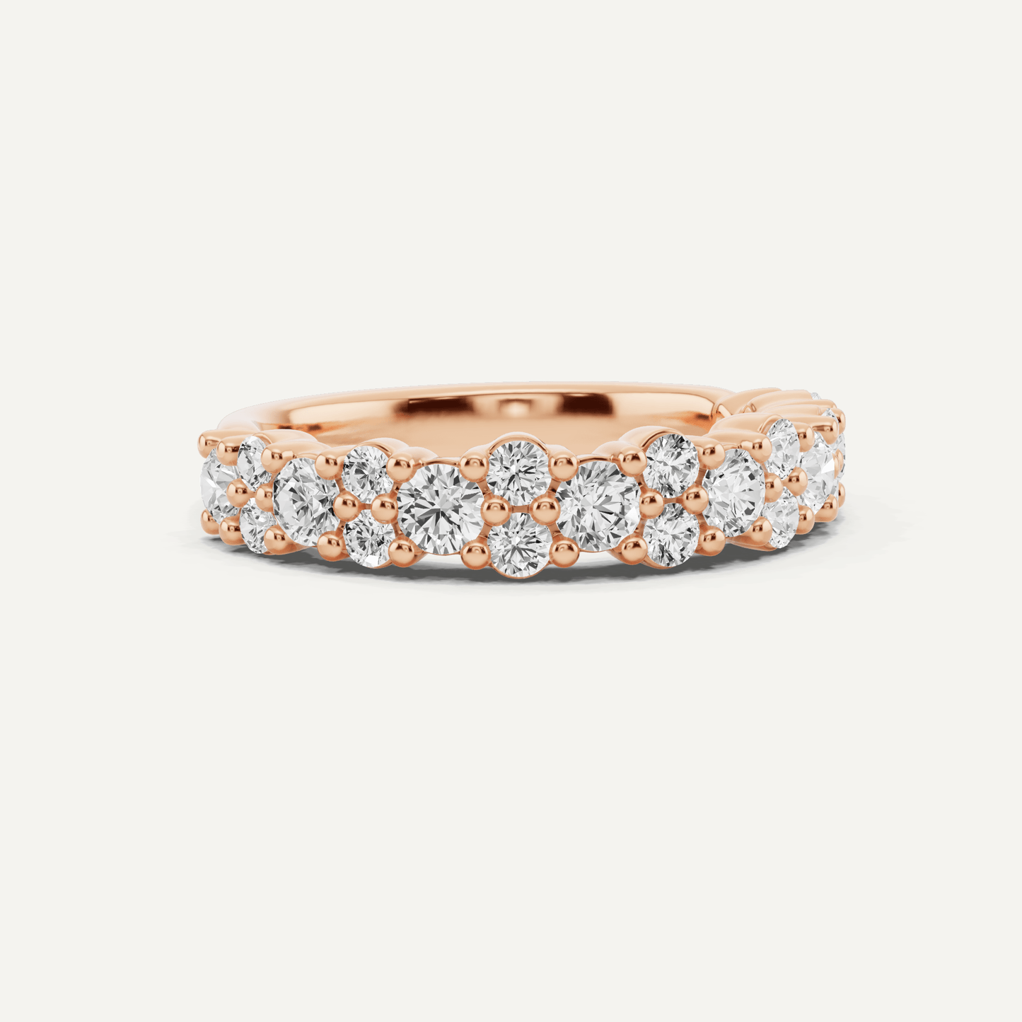 1 1/10 ctw Round Diamond Pave Set Wedding Band - Lotus Diamond