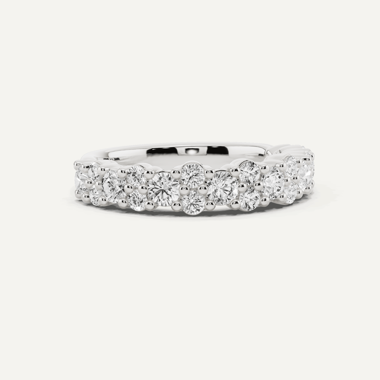 1 1/10 ctw Round Diamond Pave Set Wedding Band - Lotus Diamond