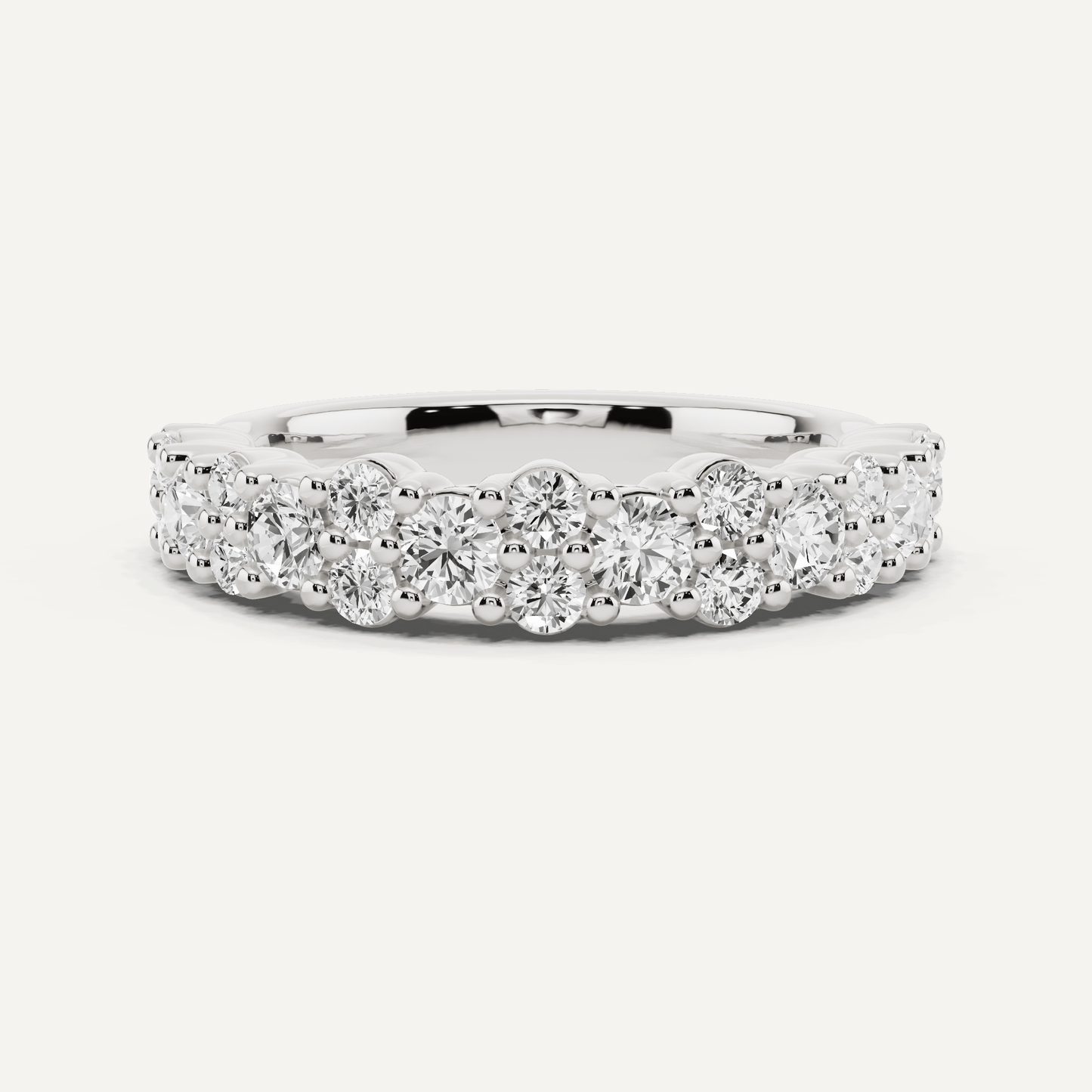 1 1/10 ctw Round Diamond Pave Set Wedding Band - Lotus Diamond