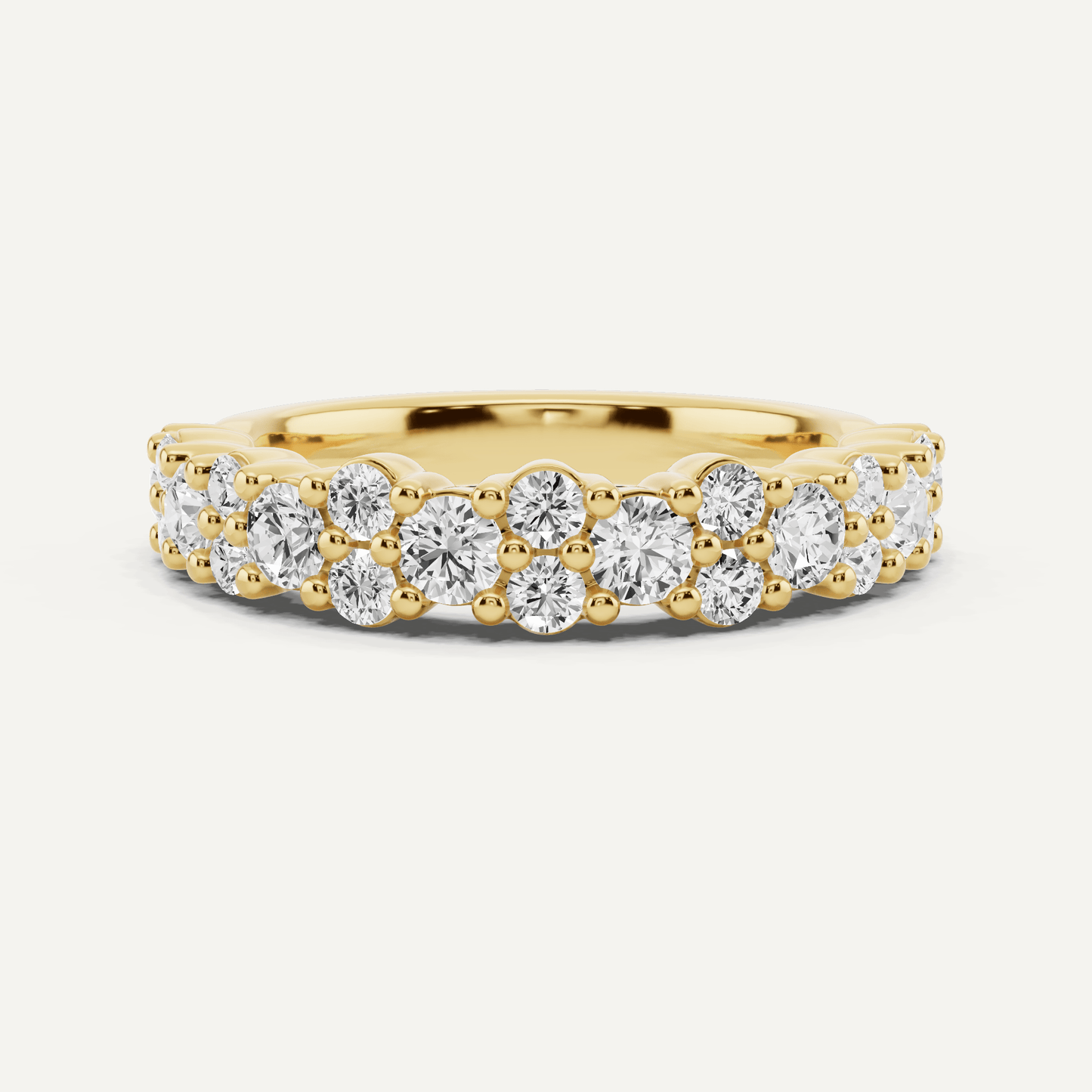 1 1/10 ctw Round Diamond Pave Set Wedding Band - Lotus Diamond