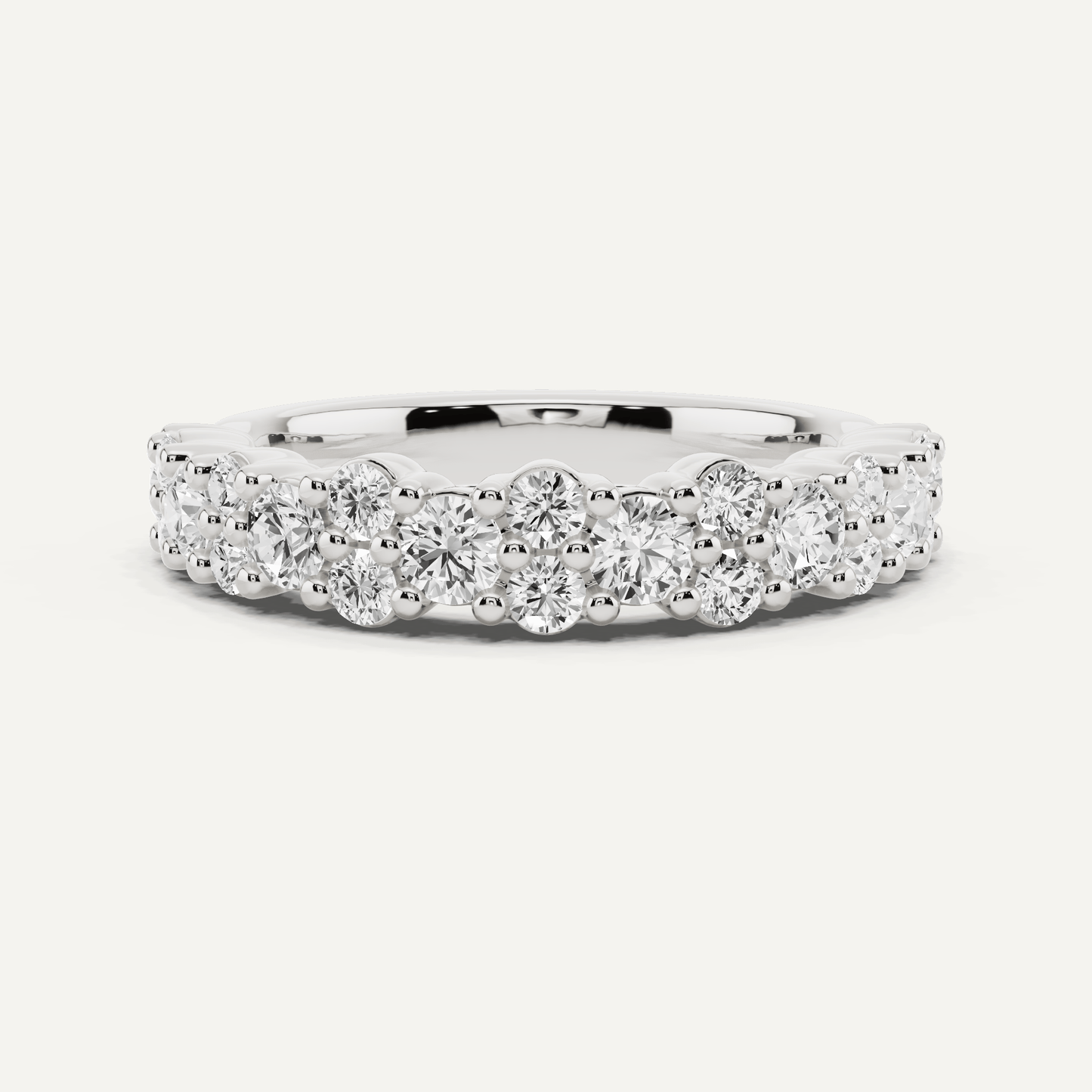 1 1/10 ctw Round Diamond Pave Set Wedding Band - Lotus Diamond