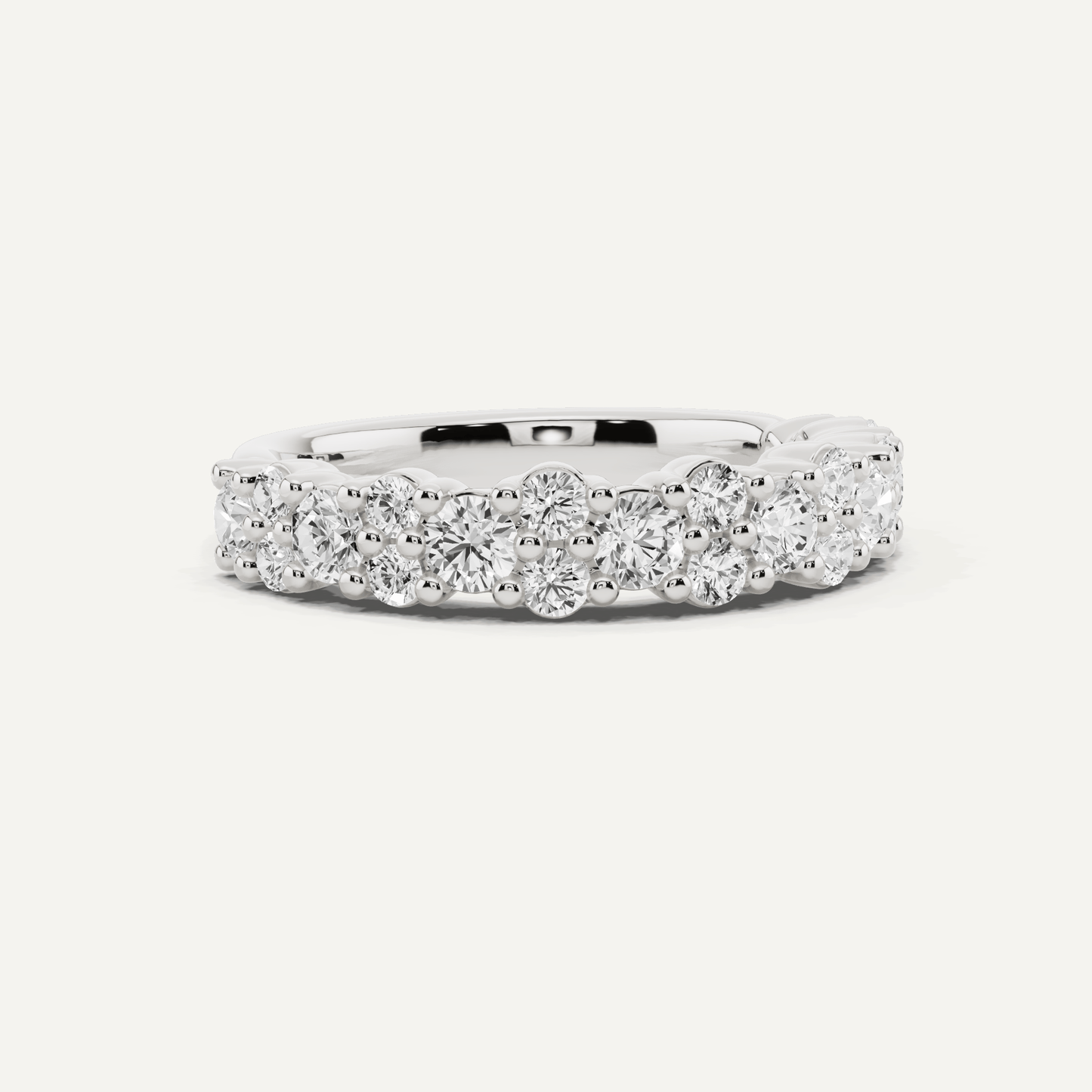 1 1/10 ctw Round Diamond Pave Set Wedding Band - Lotus Diamond