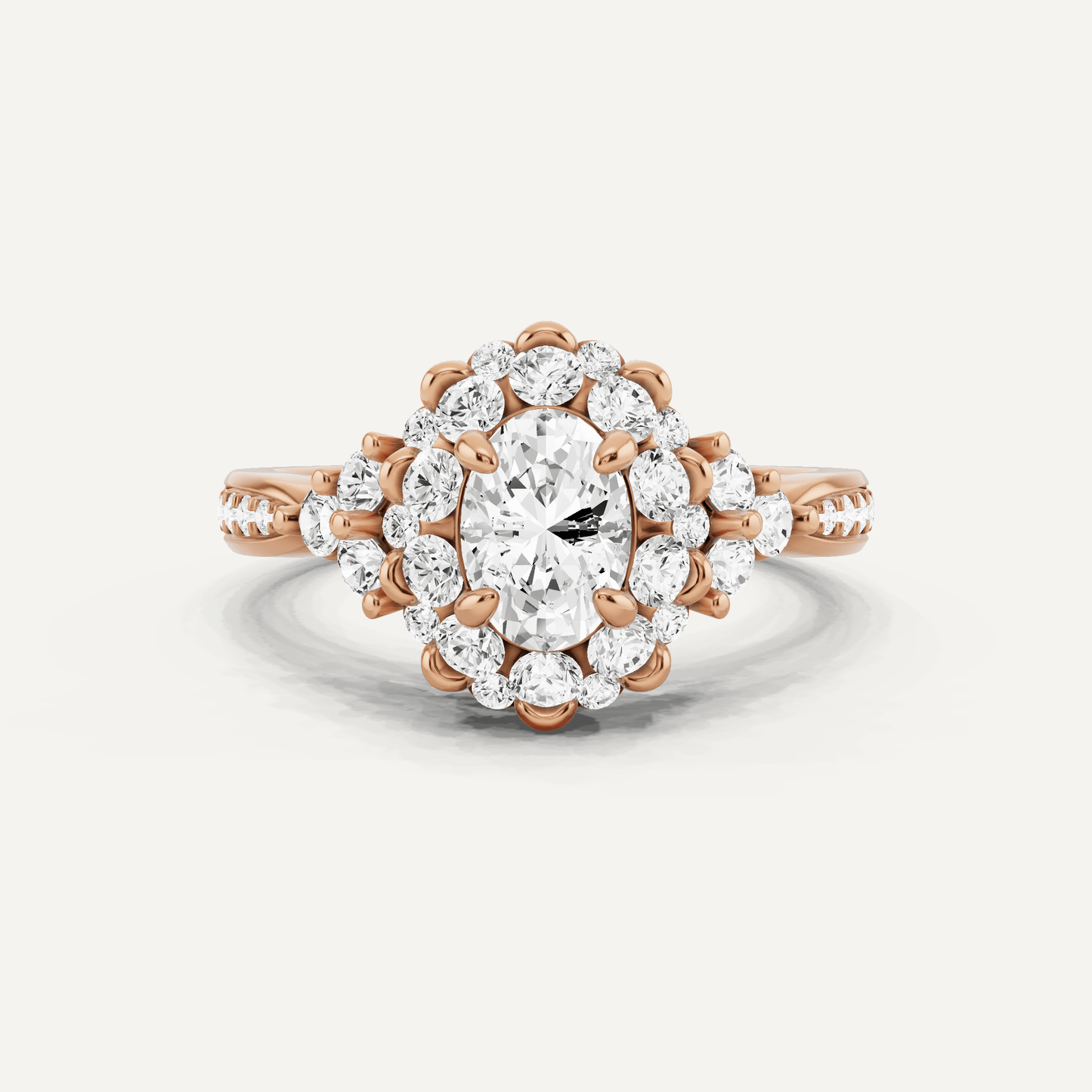 1 1/4 ctw Oval Diamond Framed Halo Engagement Ring - Lotus Diamond