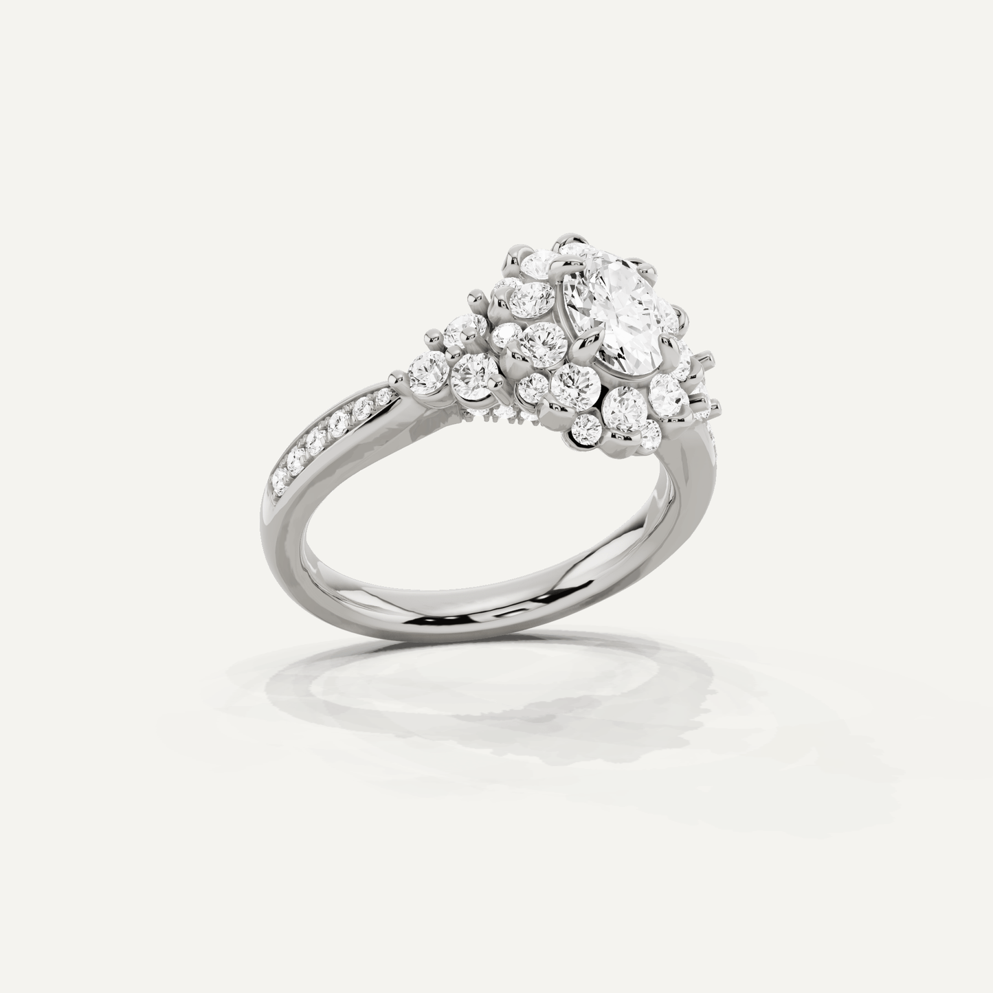 1 1/4 ctw Oval Diamond Framed Halo Engagement Ring - Lotus Diamond