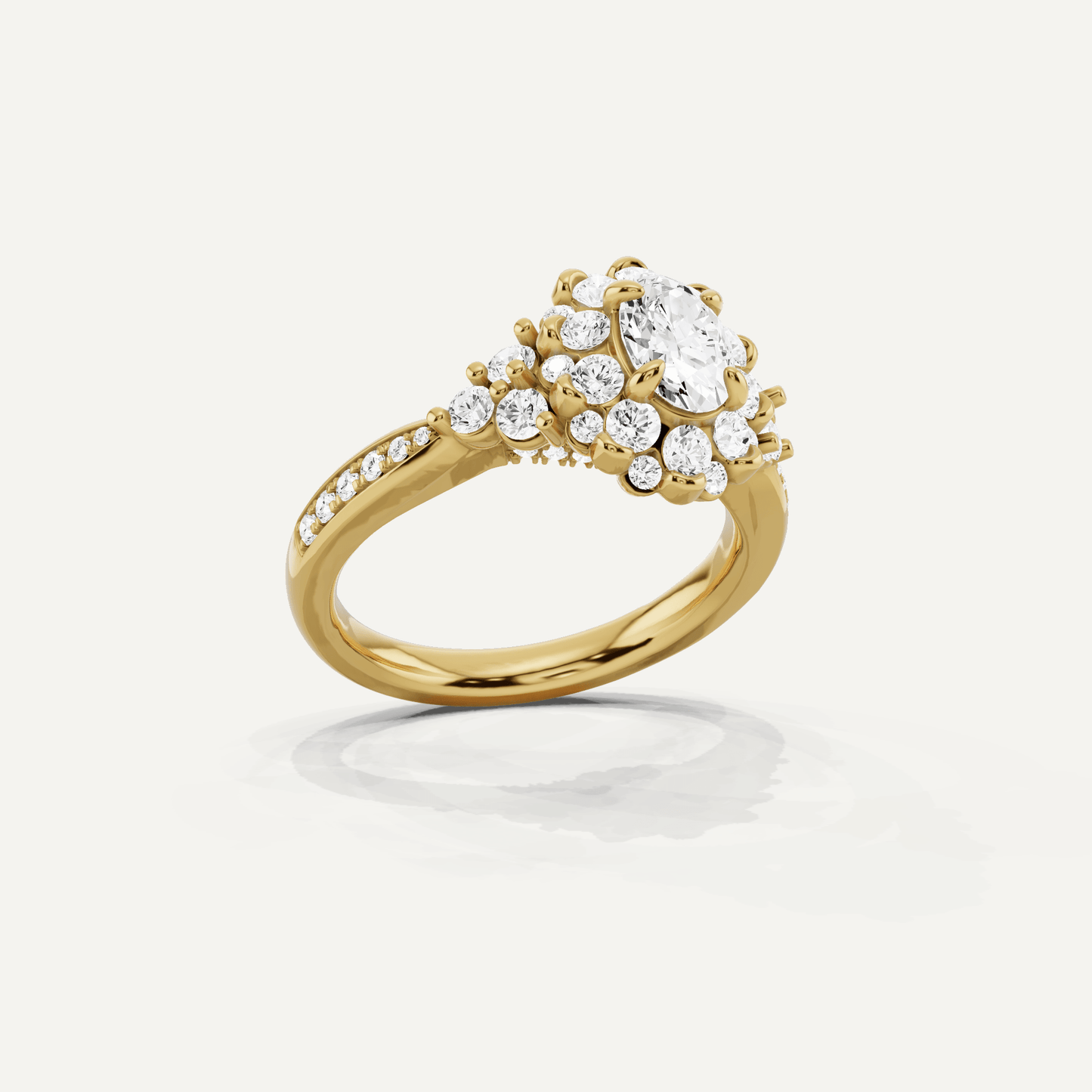 1 1/4 ctw Oval Diamond Framed Halo Engagement Ring - Lotus Diamond