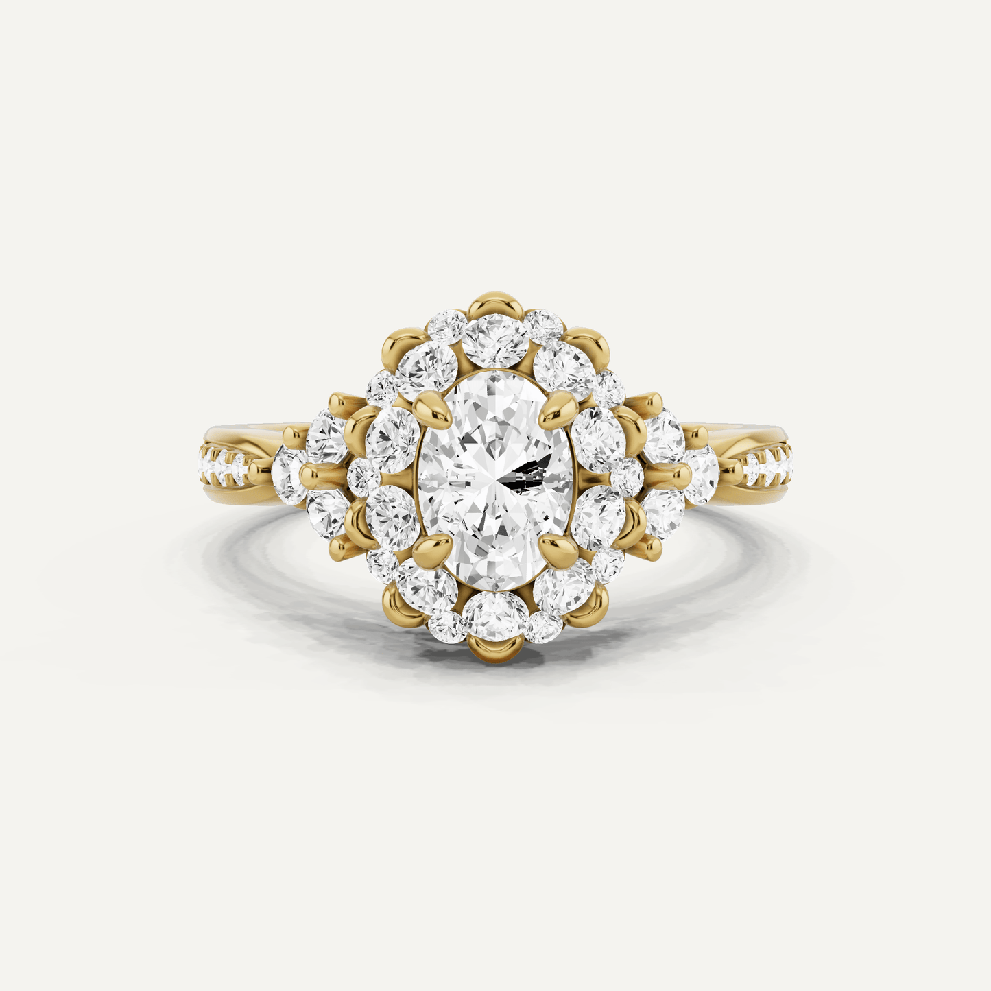 1 1/4 ctw Oval Diamond Framed Halo Engagement Ring - Lotus Diamond