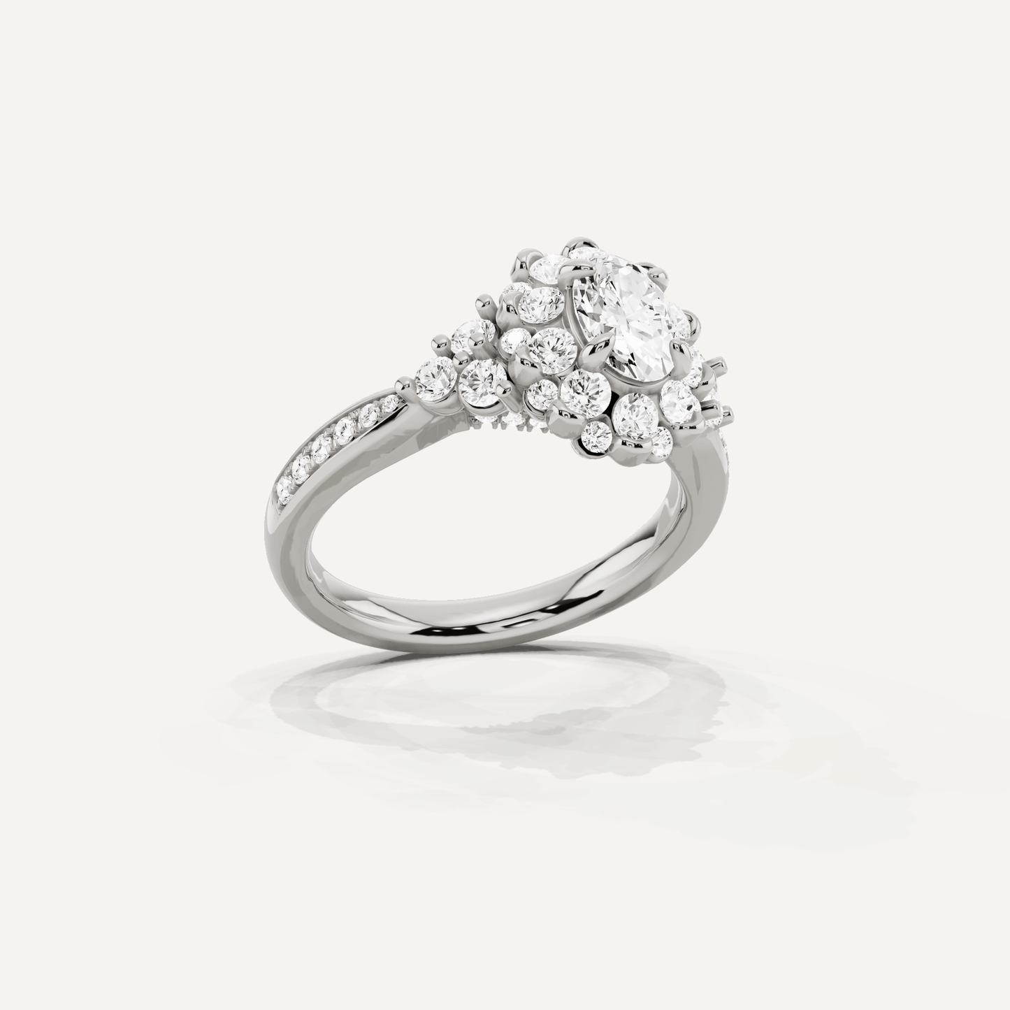 1 1/4 ctw Oval Diamond Framed Halo Engagement Ring - Lotus Diamond