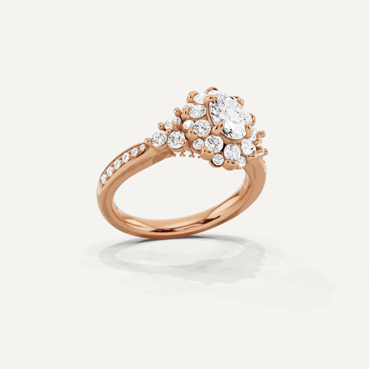 1 1/4 ctw Oval Diamond Framed Halo Engagement Ring - Lotus Diamond