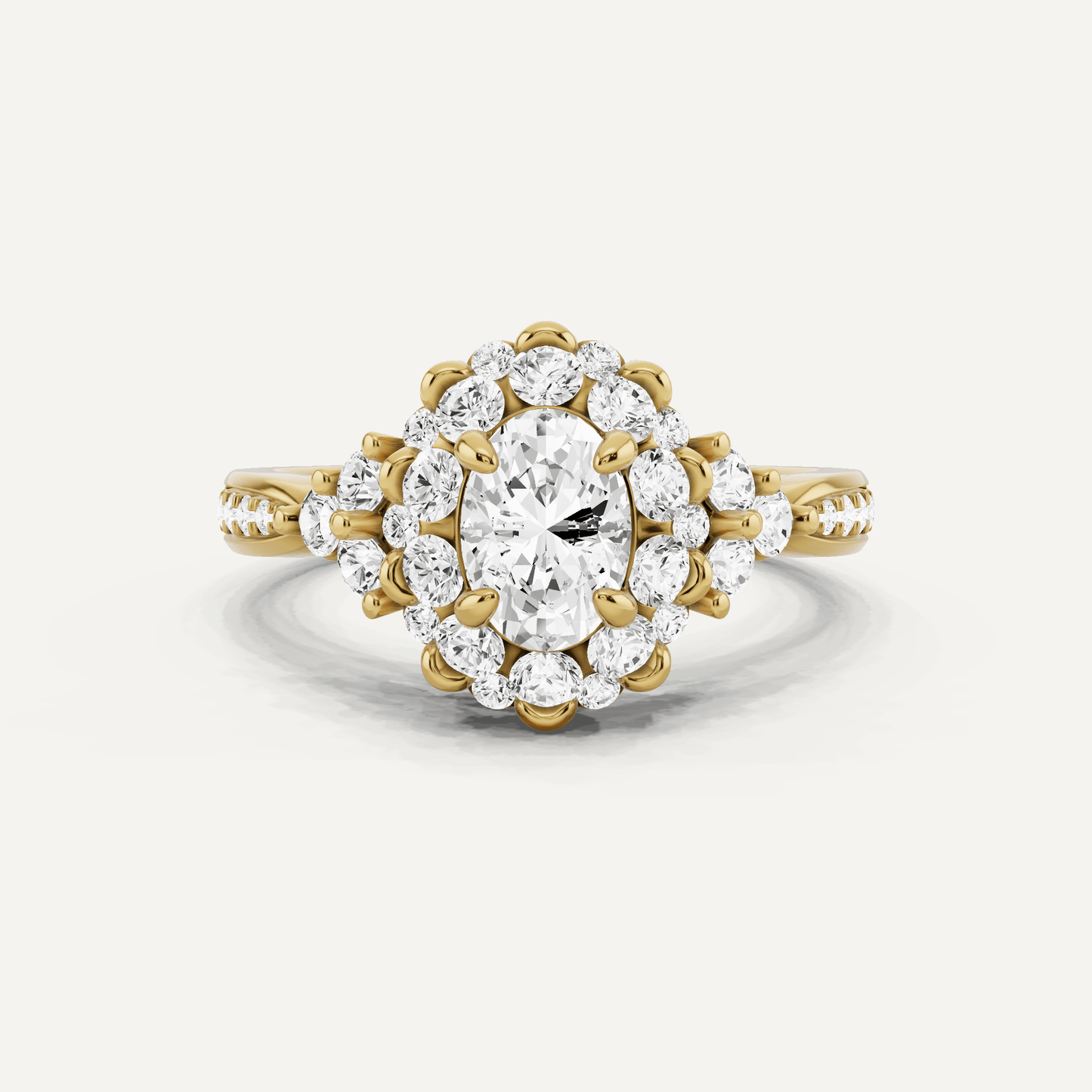 1 1/4 ctw Oval Diamond Framed Halo Engagement Ring - Lotus Diamond