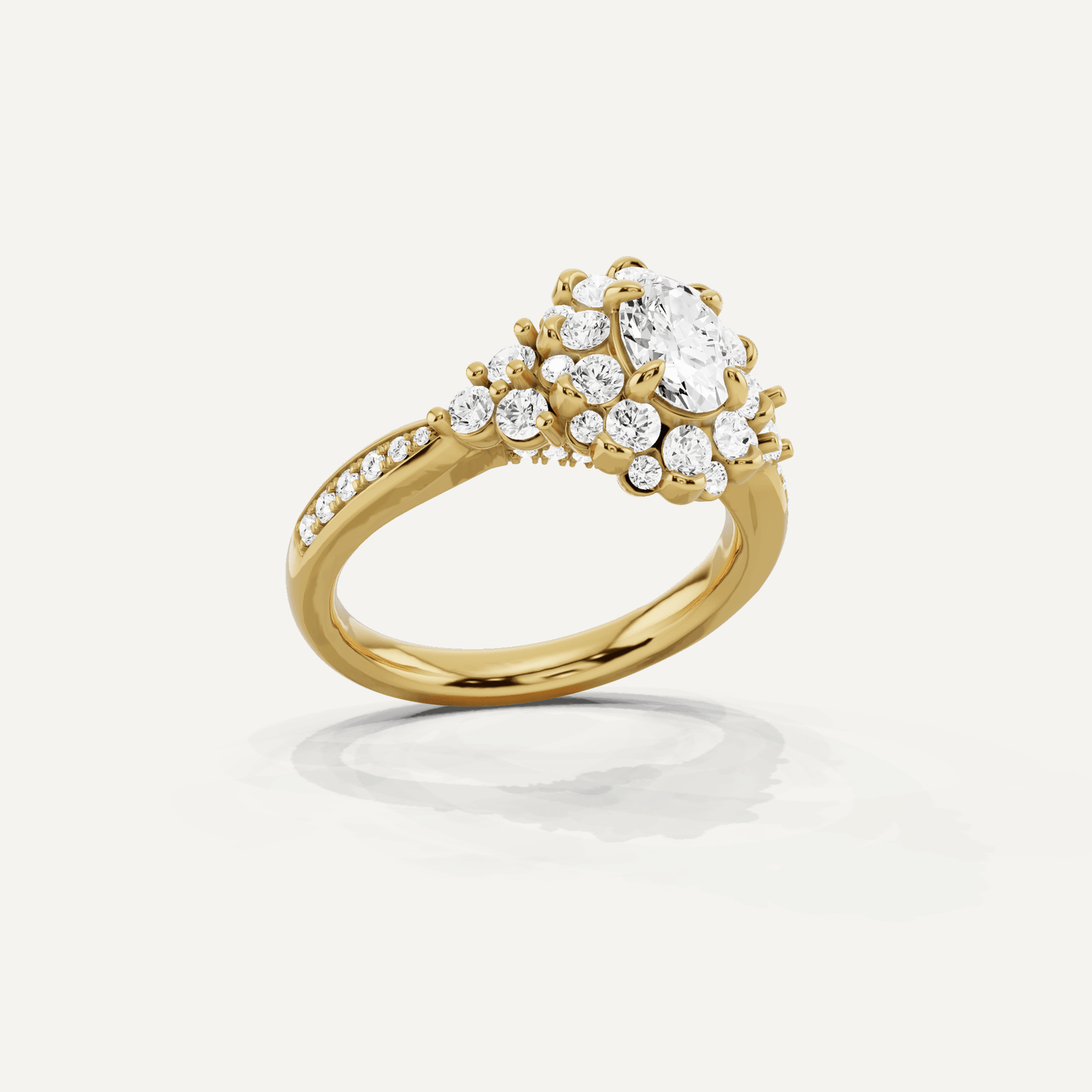 1 1/4 ctw Oval Diamond Framed Halo Engagement Ring - Lotus Diamond