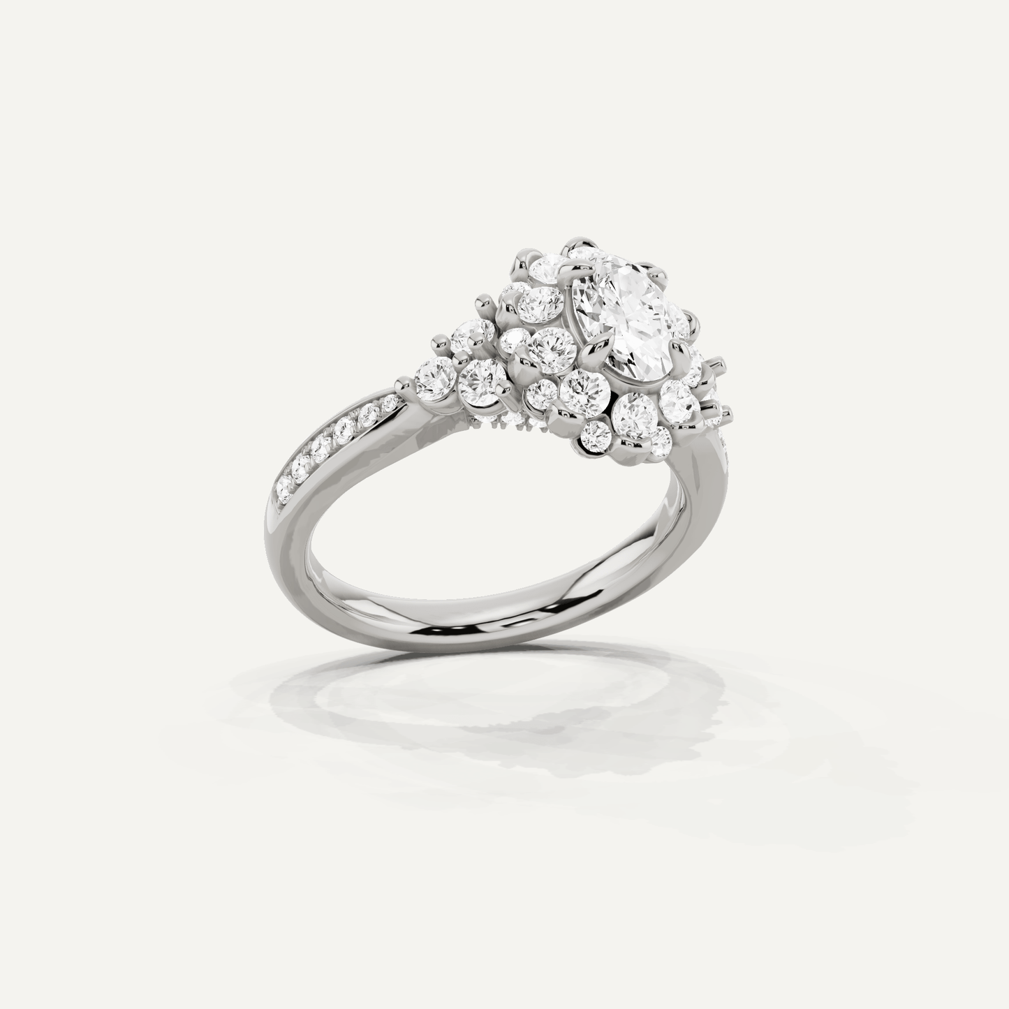1 1/4 ctw Oval Diamond Framed Halo Engagement Ring - Lotus Diamond