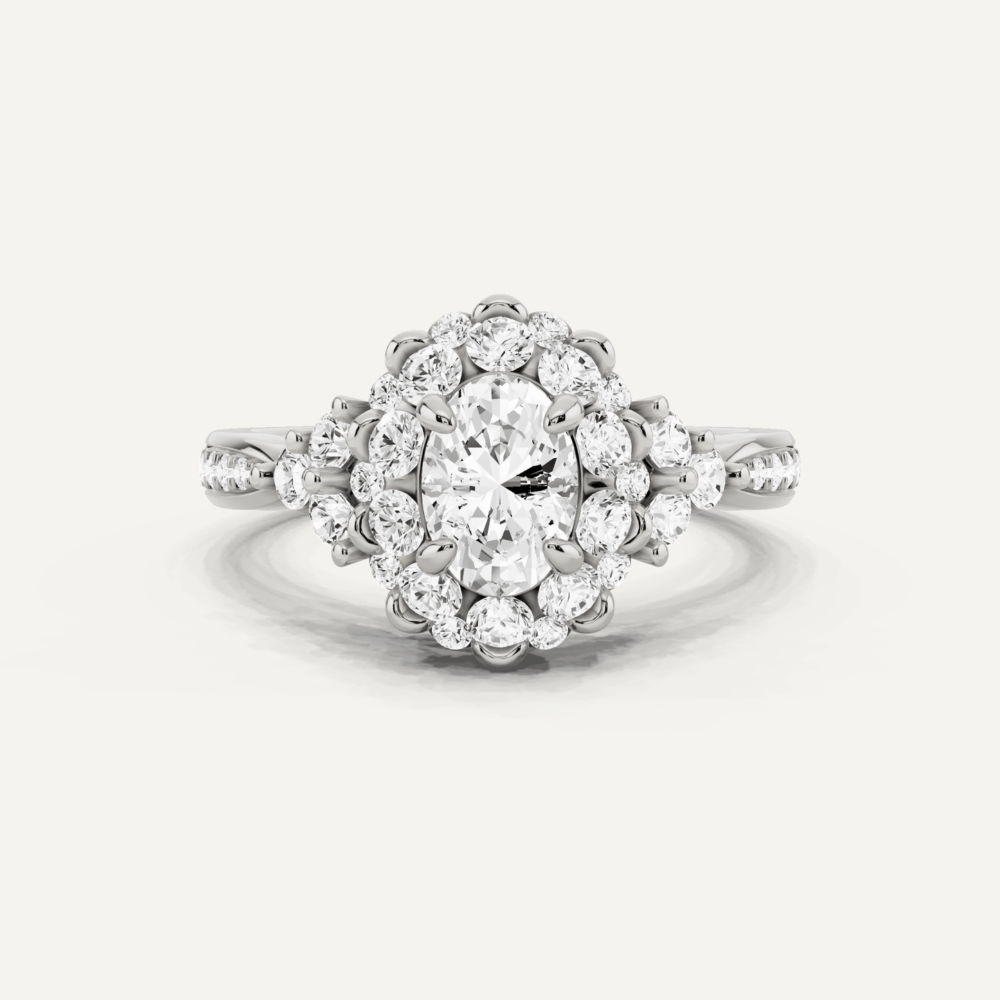 1 1/4 ctw Oval Diamond Framed Halo Engagement Ring - Lotus Diamond