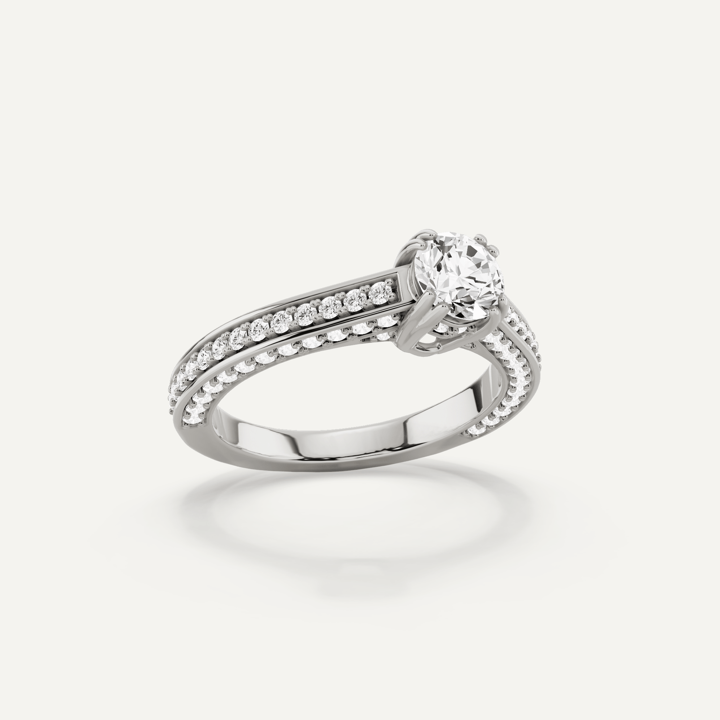 1 1/5 ctw Round Diamond Double Prong Side Stone Engagement Ring - Lotus Diamond