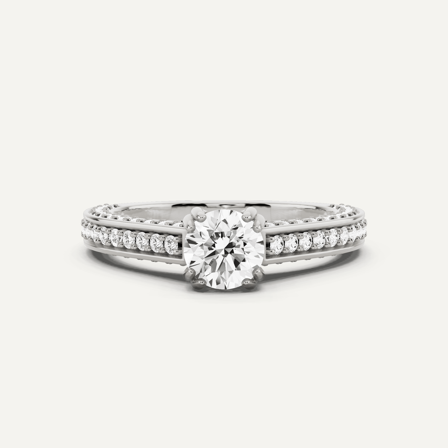 1 1/5 ctw Round Diamond Double Prong Side Stone Engagement Ring - Lotus Diamond