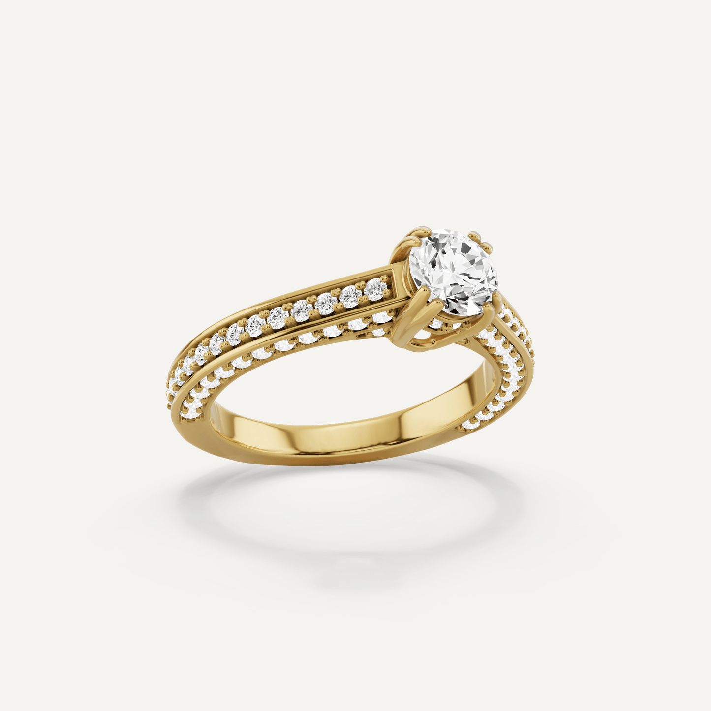 1 1/5 ctw Round Diamond Double Prong Side Stone Engagement Ring - Lotus Diamond