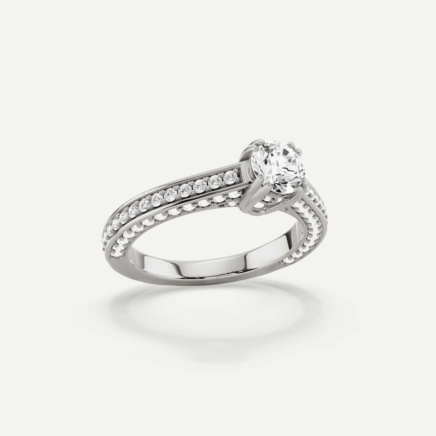 1 1/5 ctw Round Diamond Double Prong Side Stone Engagement Ring - Lotus Diamond