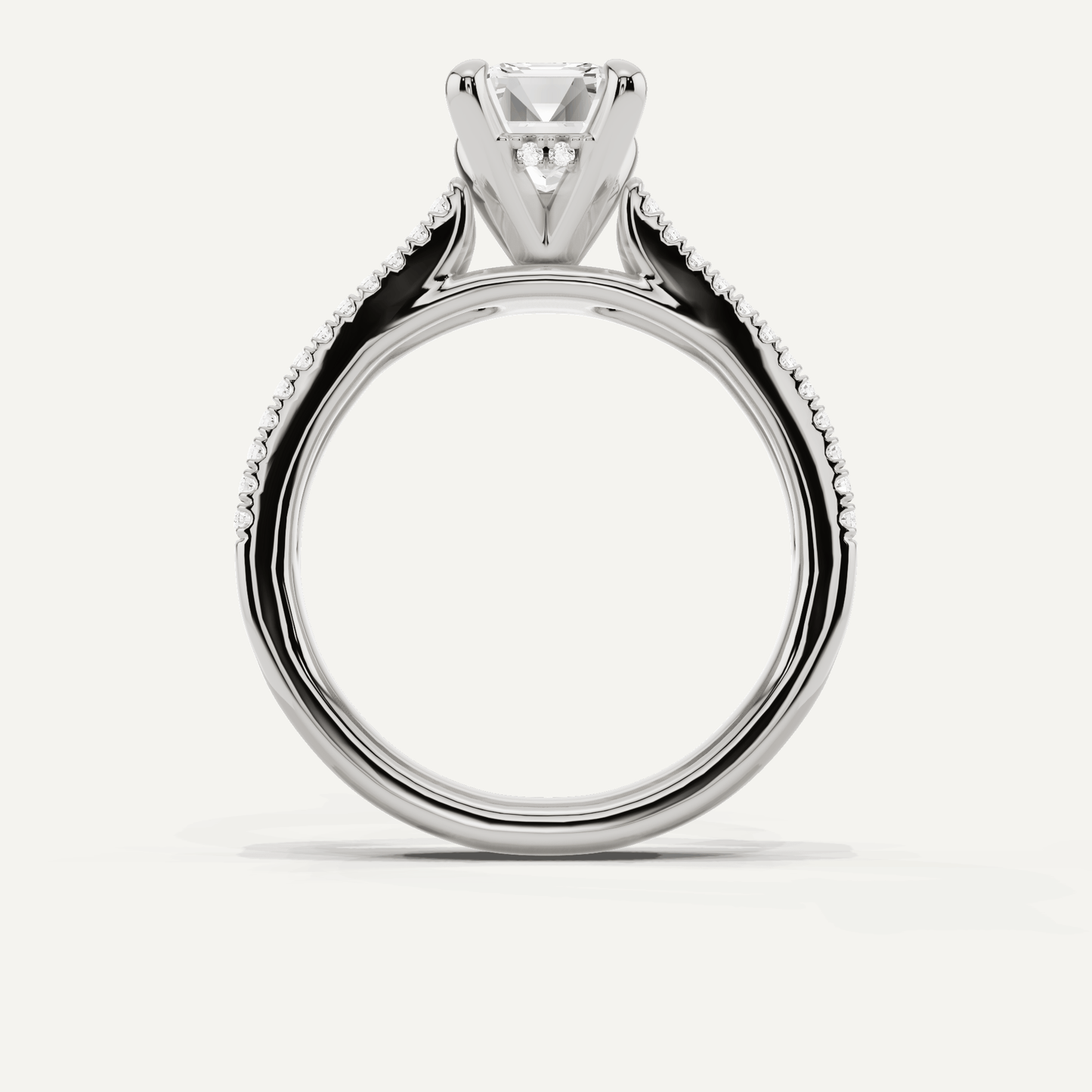 1 3/4 ctw Emerald Diamond Split Shank Hidden Halo Engagement Ring - Lotus Diamond