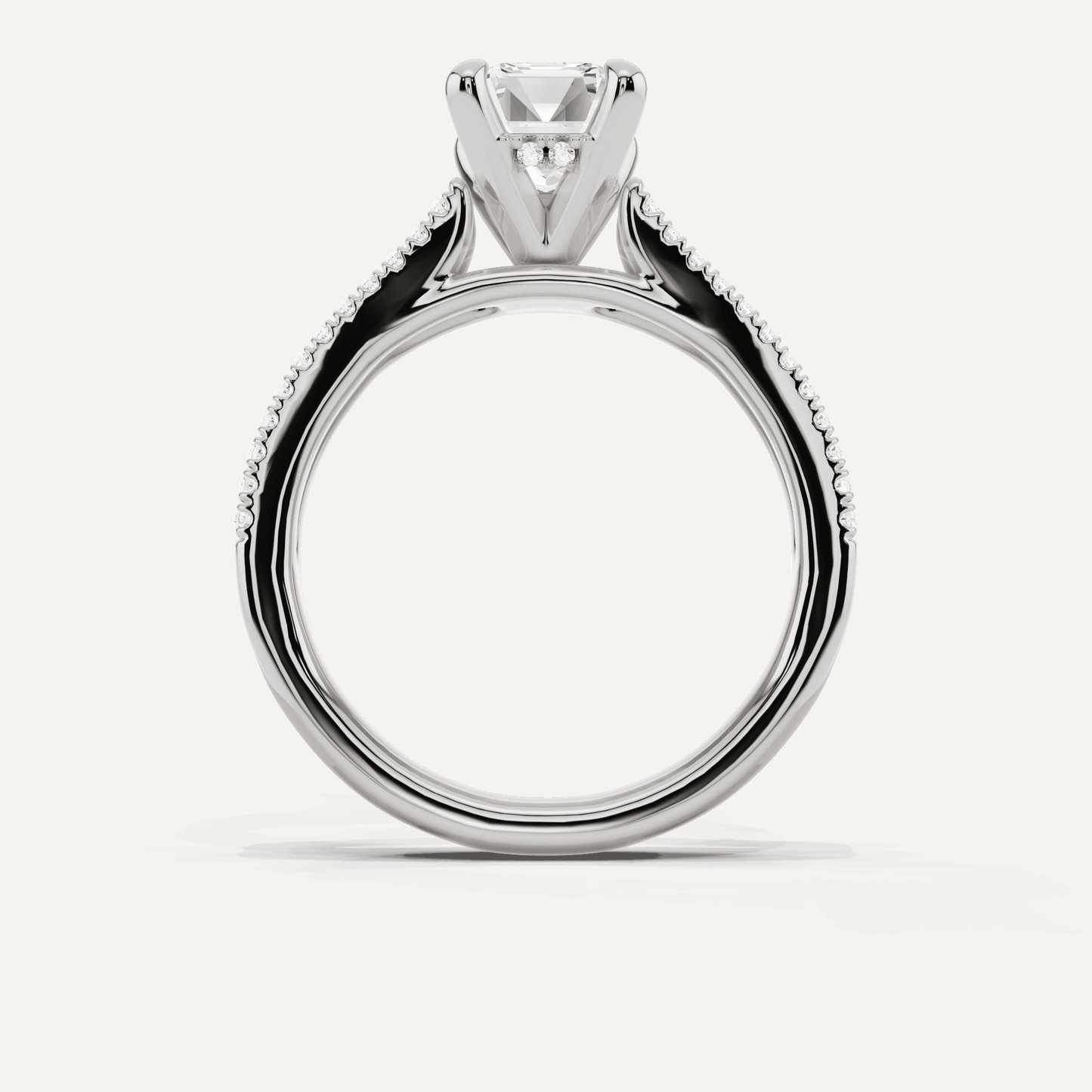 1 3/4 ctw Emerald Diamond Split Shank Hidden Halo Engagement Ring - Lotus Diamond