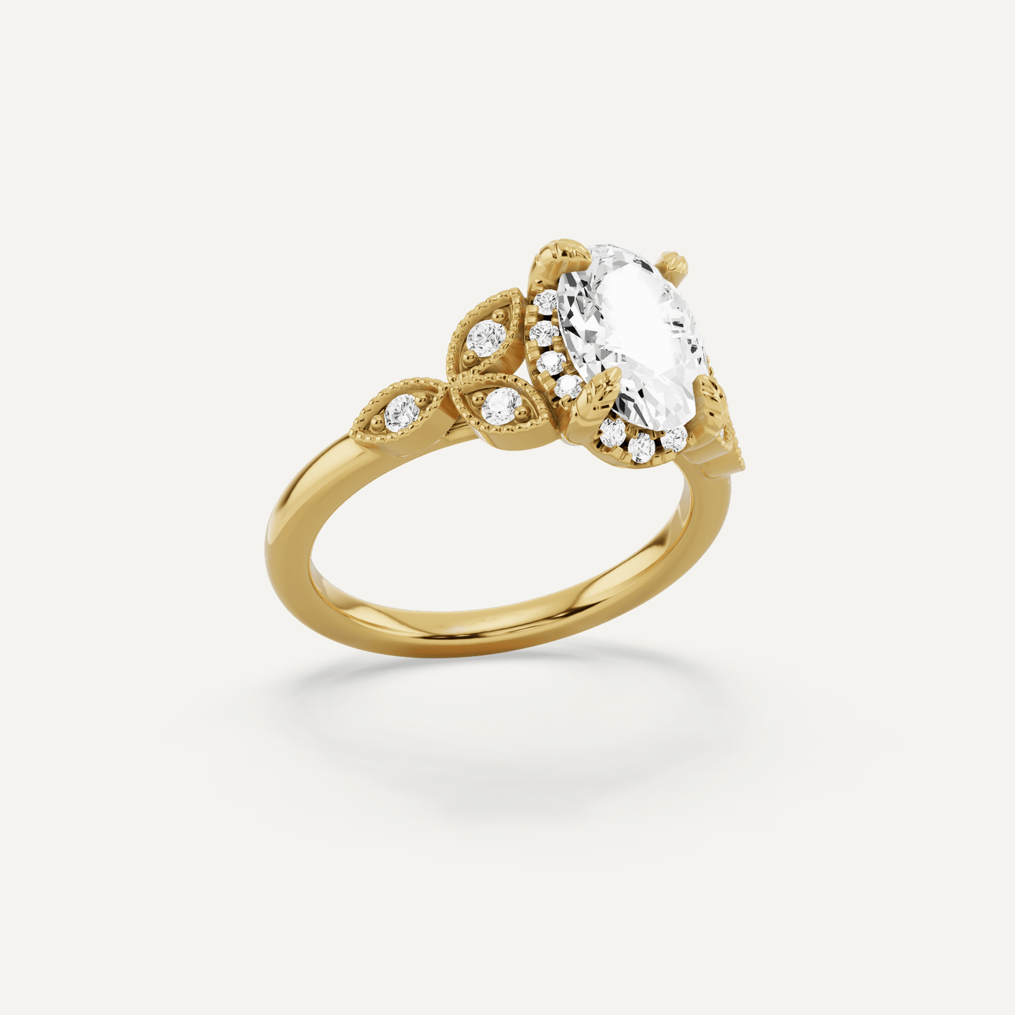 1 3/4 ctw Oval Diamond Side Stone Engagement Ring - Lotus Diamond