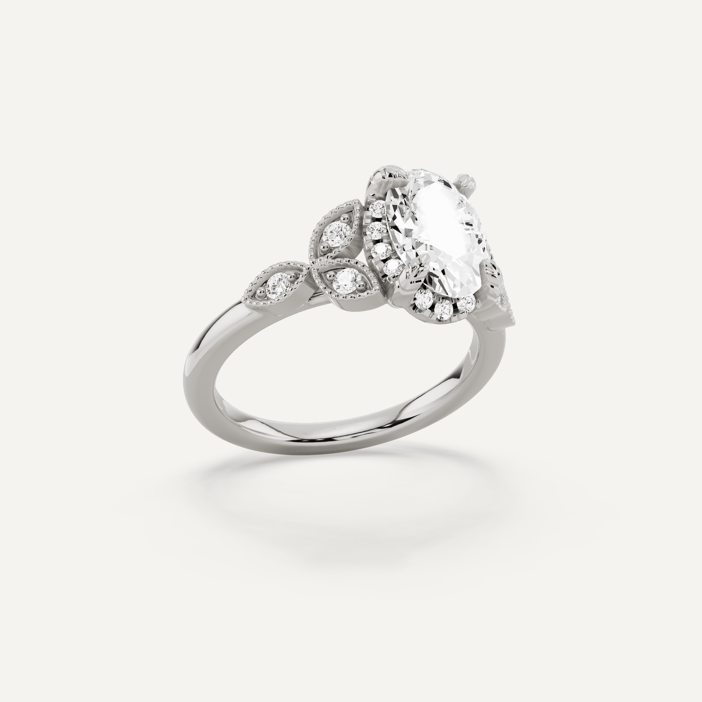 1 3/4 ctw Oval Diamond Side Stone Engagement Ring - Lotus Diamond