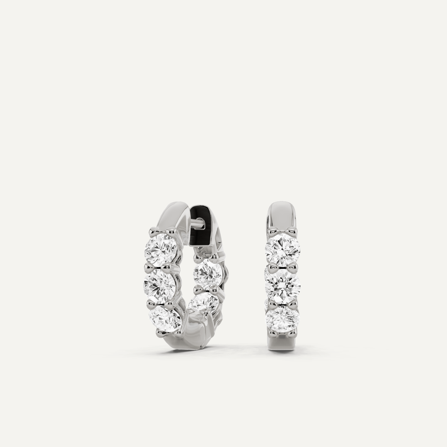 1 3/4 ctw Round Diamond Prong Set Huggie Hoop Earrings - Lotus Diamond
