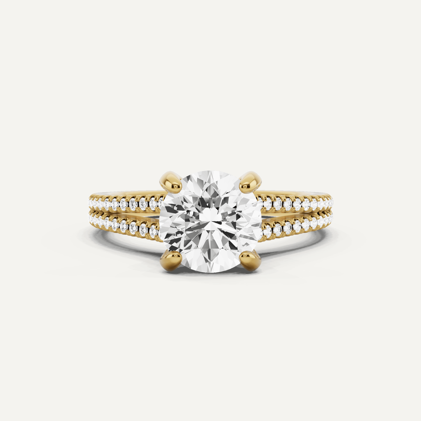 1 3/4 ctw Round Diamond Split Shank Hidden Halo Engagement Ring - Lotus Diamond