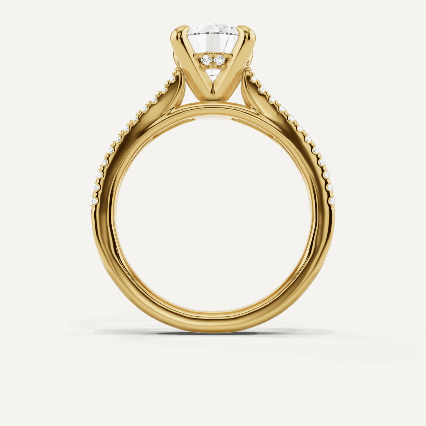 1 3/4 ctw Round Diamond Split Shank Hidden Halo Engagement Ring - Lotus Diamond