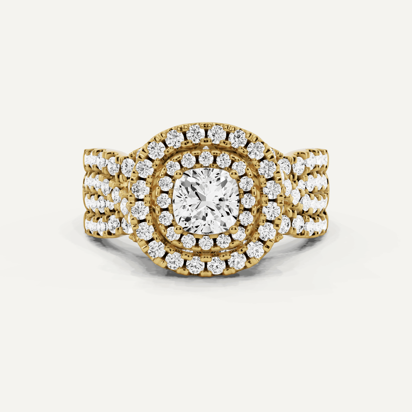 1 5/8 ctw Cushion Diamond Double Halo Engagement Ring - Lotus Diamond