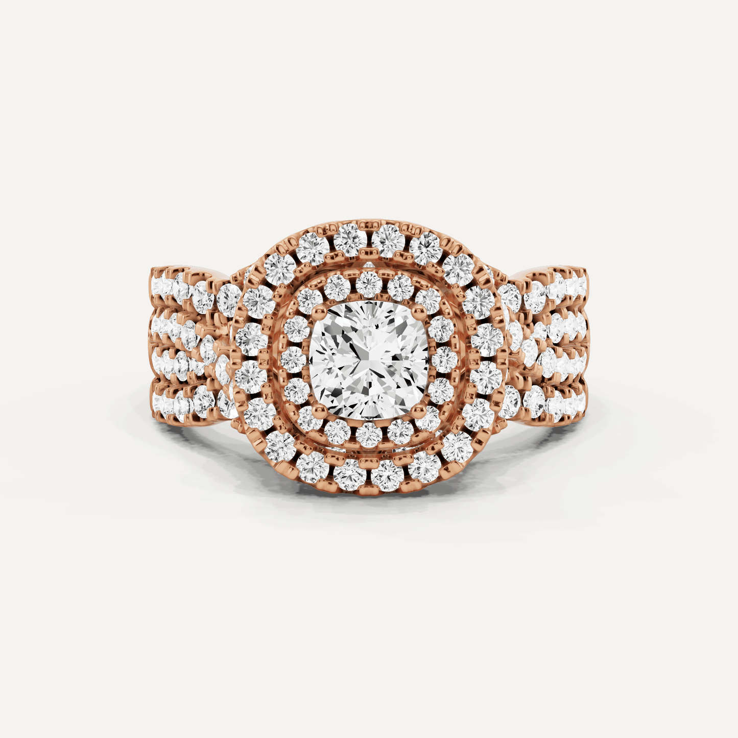 1 5/8 ctw Cushion Diamond Double Halo Engagement Ring - Lotus Diamond