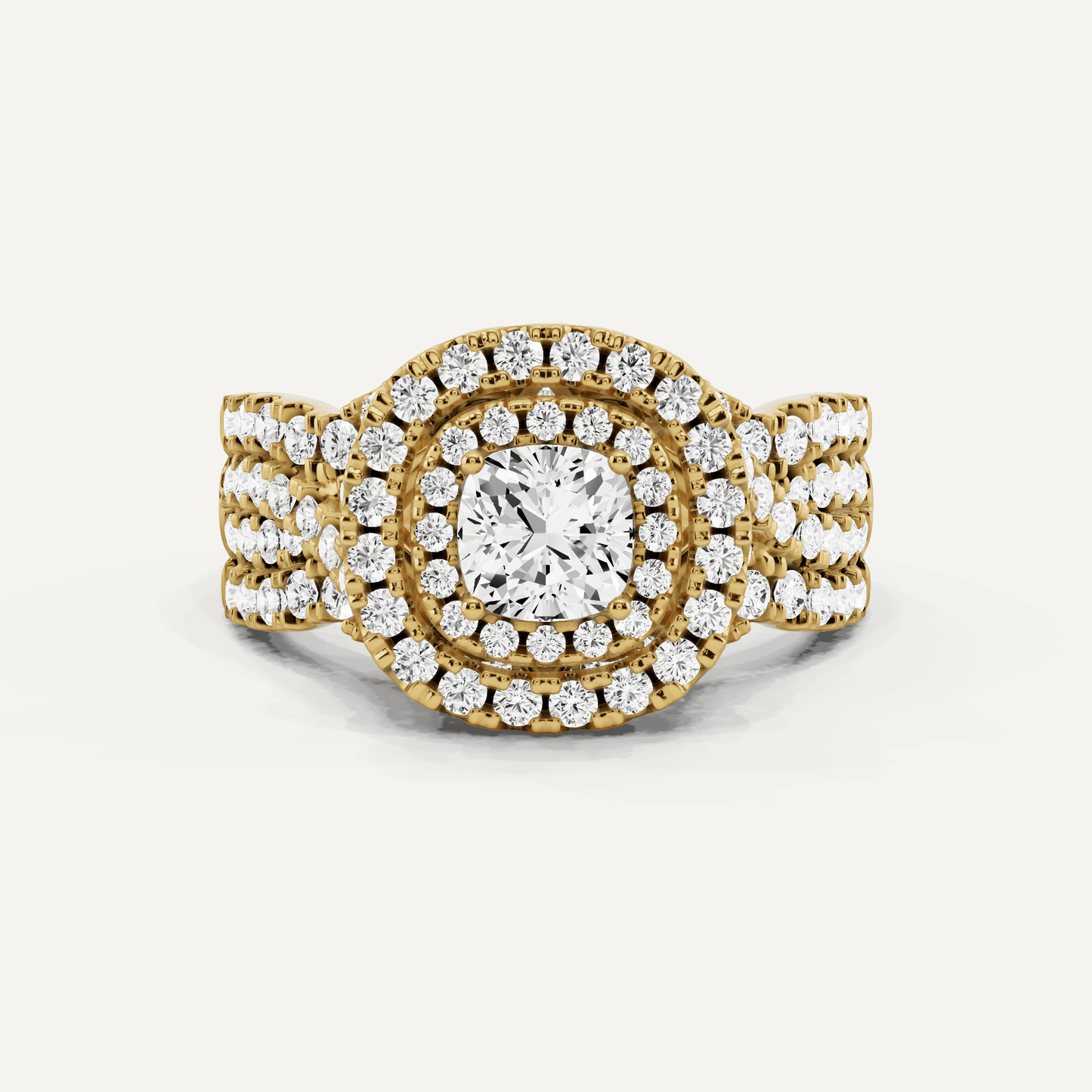 1 5/8 ctw Cushion Diamond Double Halo Engagement Ring - Lotus Diamond