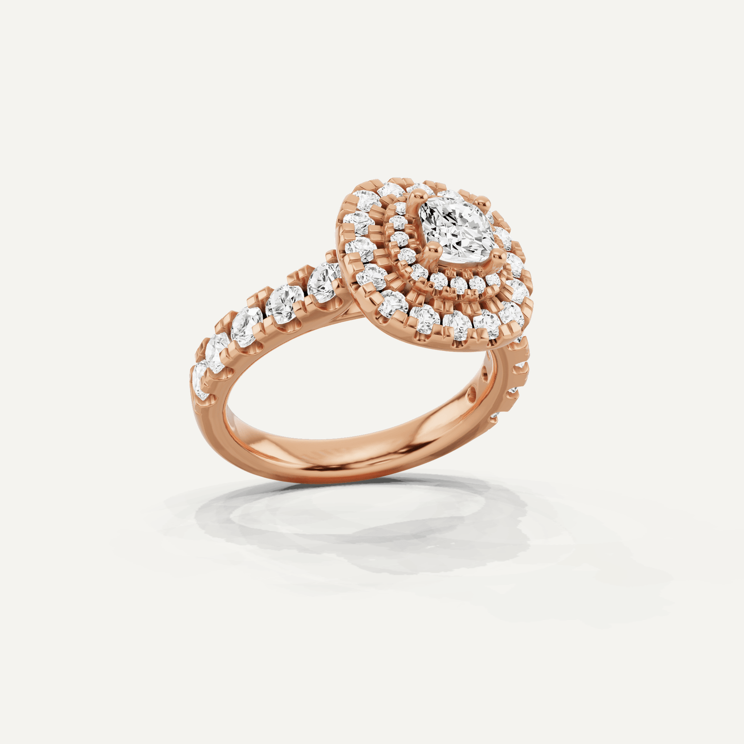 1 7/8 ctw Cushion Diamond Double Halo Engagement Ring - Lotus Diamond