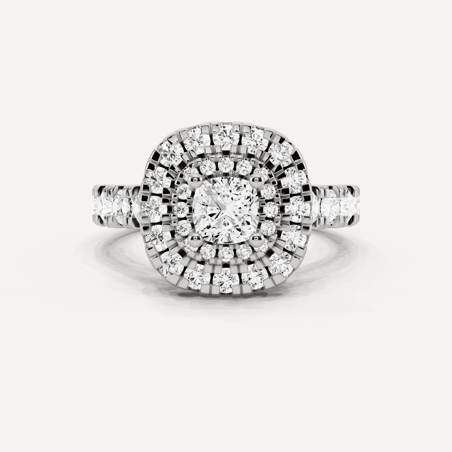 1 7/8 ctw Cushion Diamond Double Halo Engagement Ring - Lotus Diamond