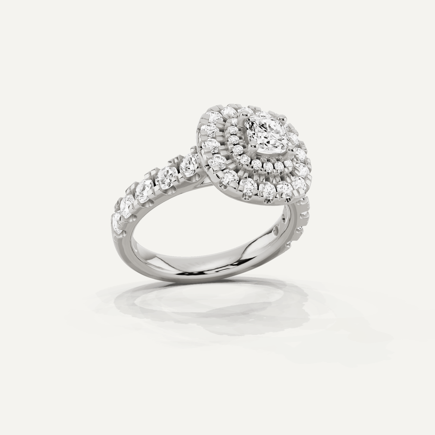 1 7/8 ctw Cushion Diamond Double Halo Engagement Ring - Lotus Diamond