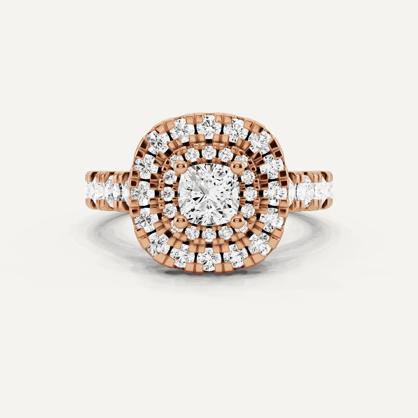 1 7/8 ctw Cushion Diamond Double Halo Engagement Ring - Lotus Diamond