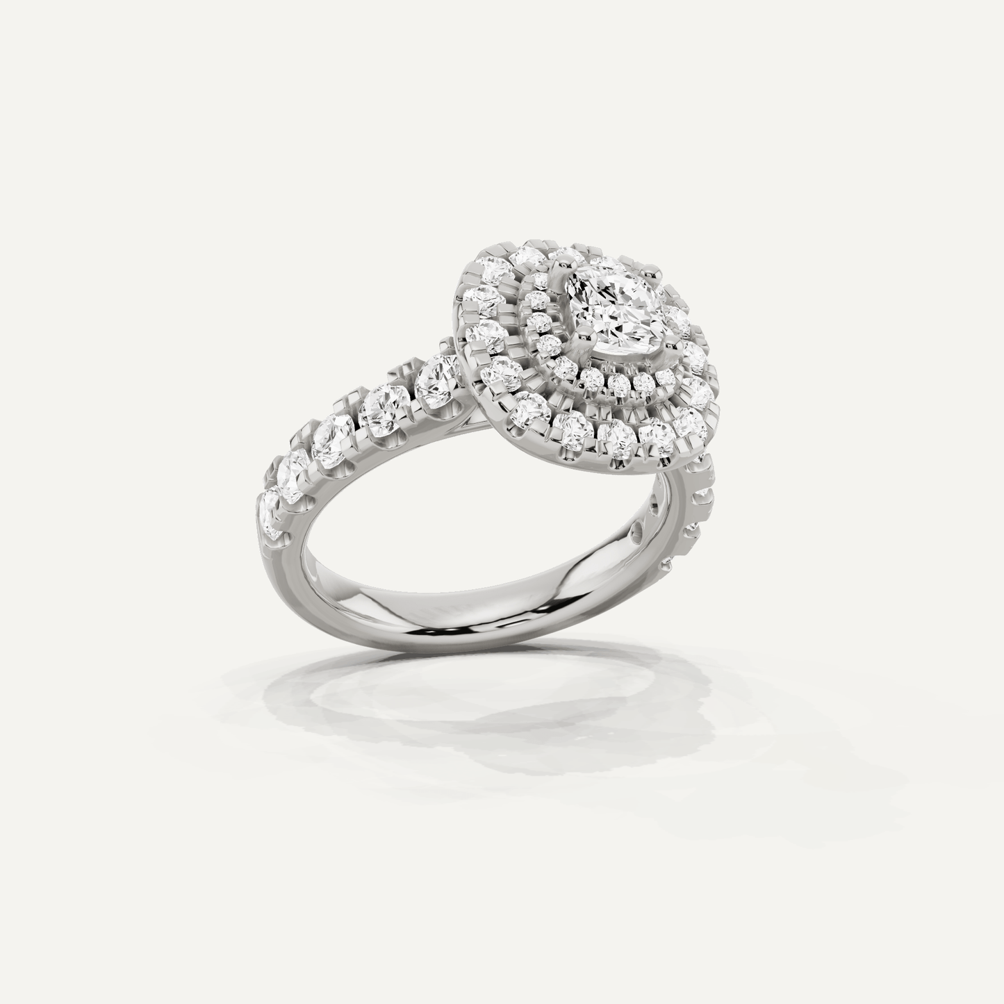 1 7/8 ctw Cushion Diamond Double Halo Engagement Ring - Lotus Diamond