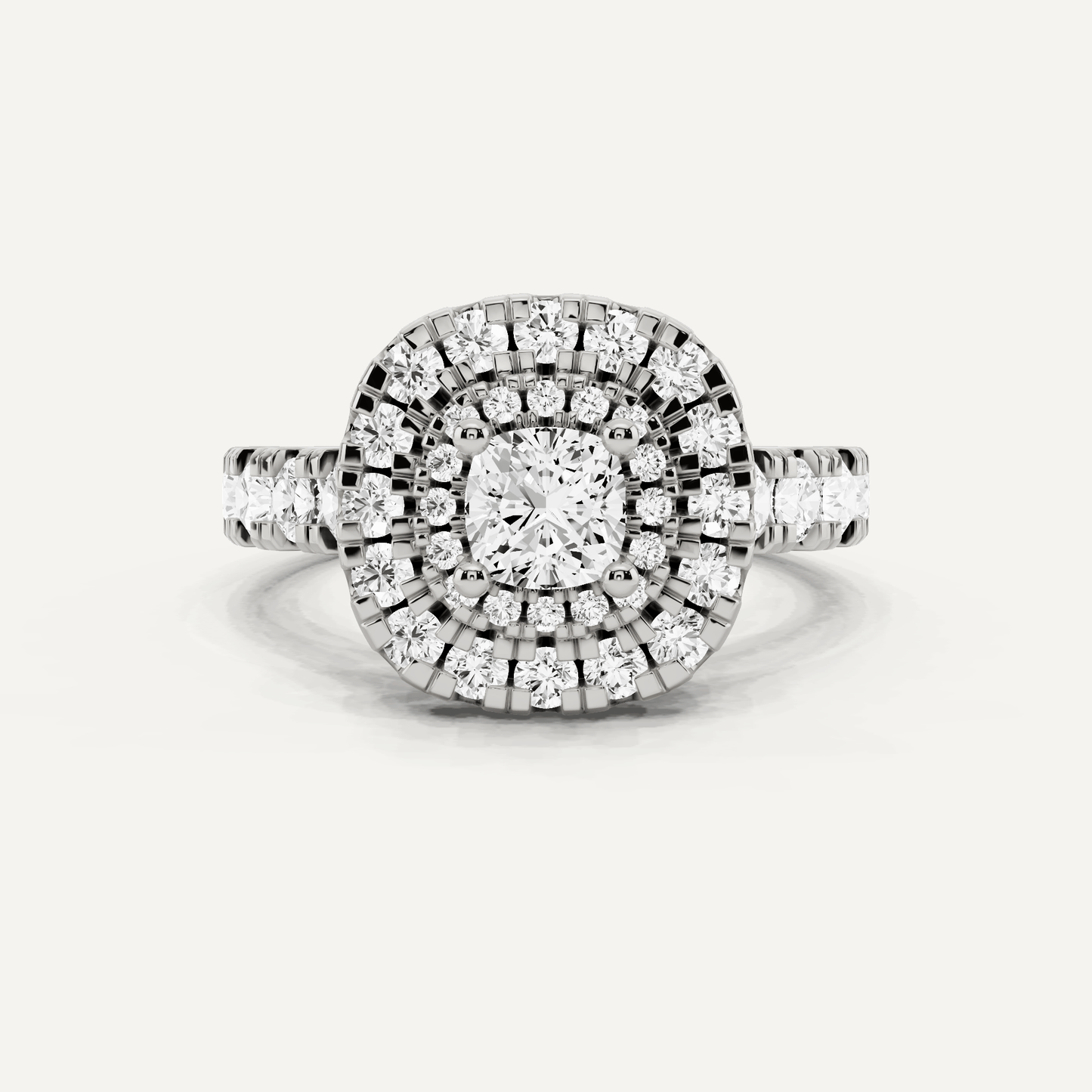 1 7/8 ctw Cushion Diamond Double Halo Engagement Ring - Lotus Diamond