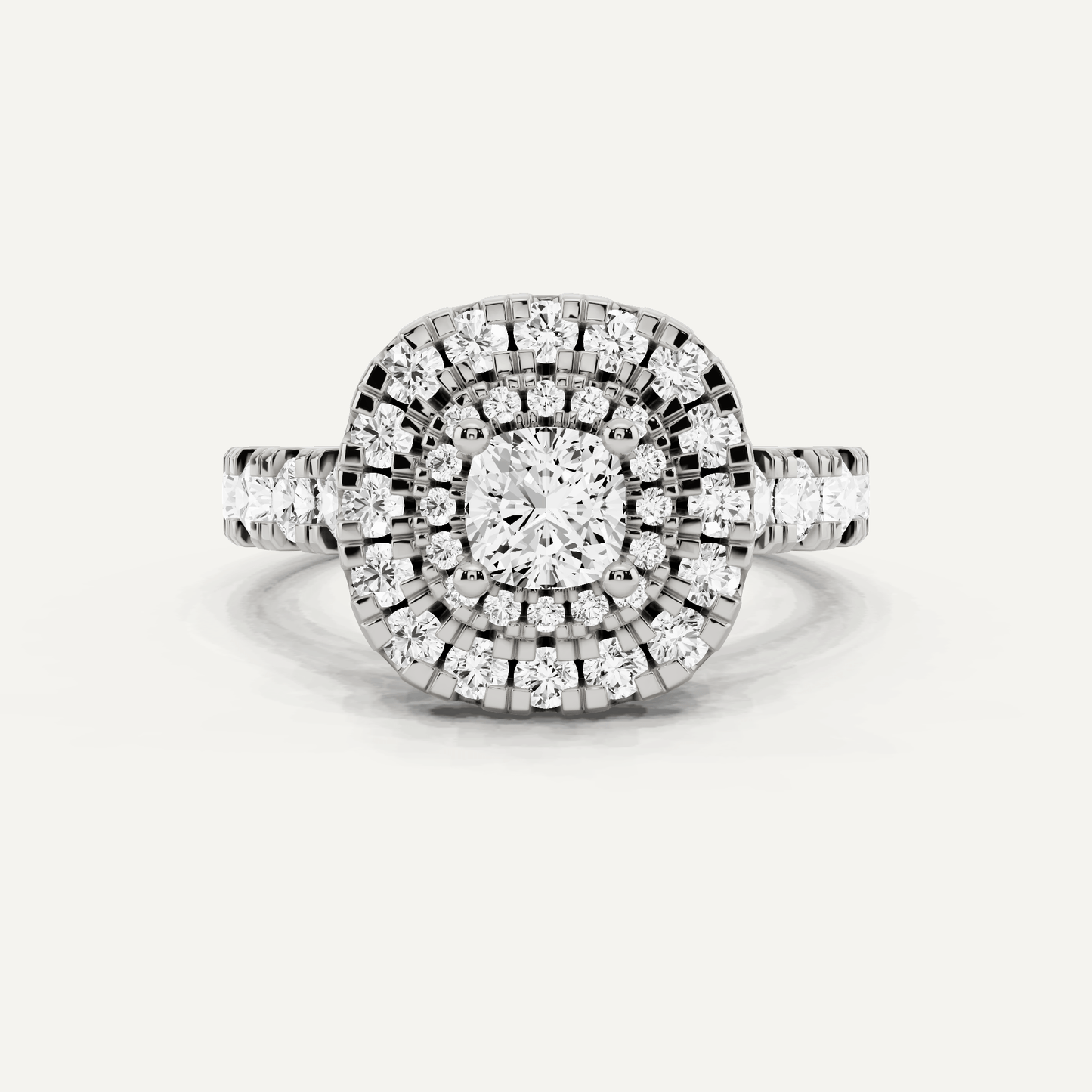 1 7/8 ctw Cushion Diamond Double Halo Engagement Ring - Lotus Diamond