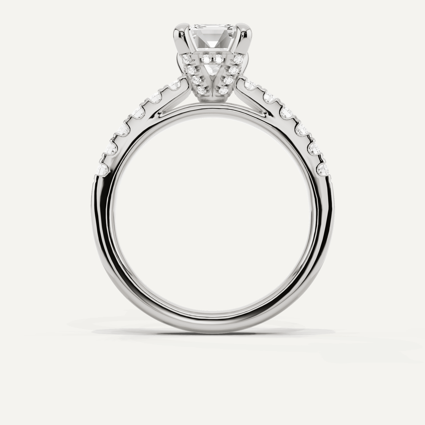 1 7/8 ctw Emerald Diamond Hidden Halo Accent Engagement Ring - Lotus Diamond