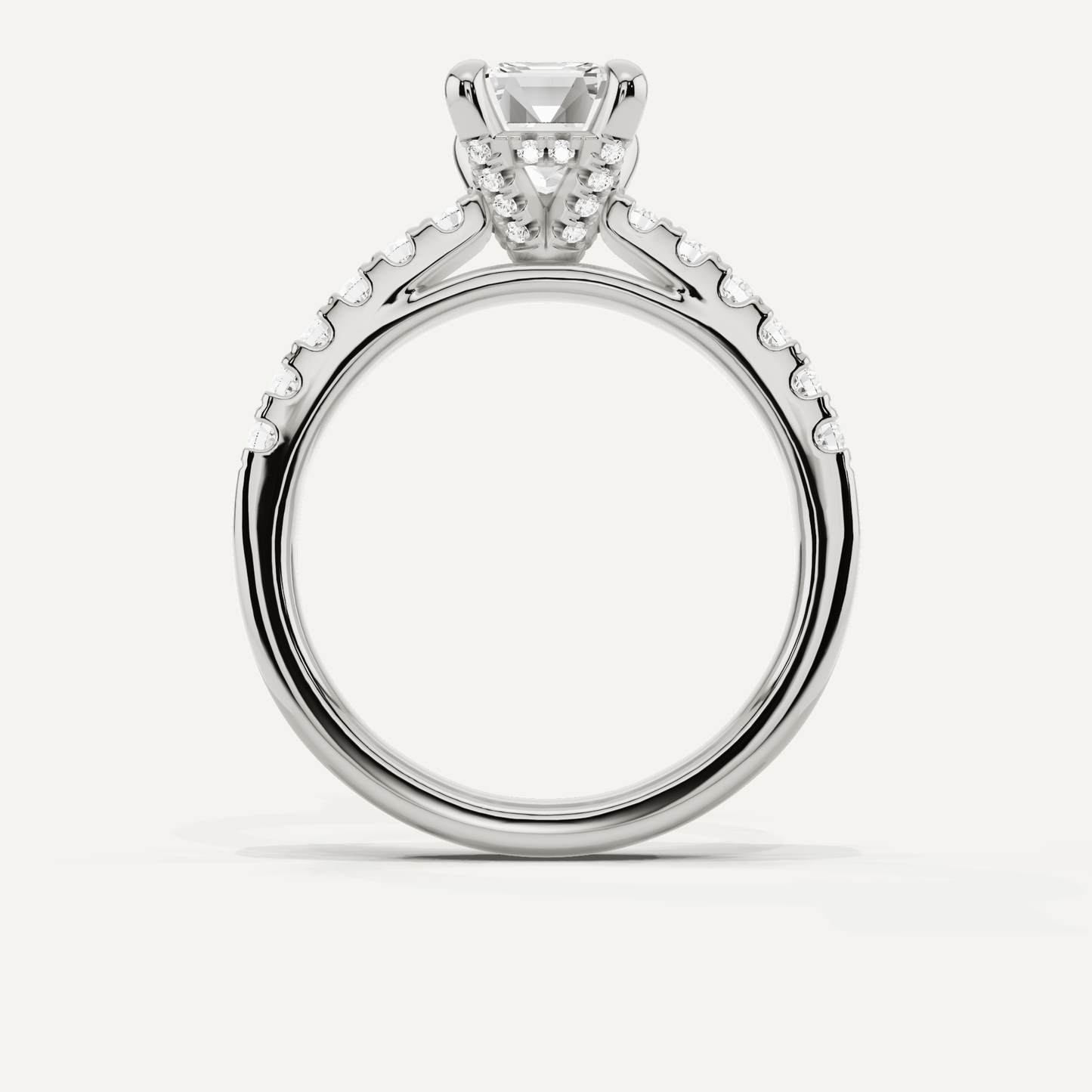 1 7/8 ctw Emerald Diamond Hidden Halo Accent Engagement Ring - Lotus Diamond