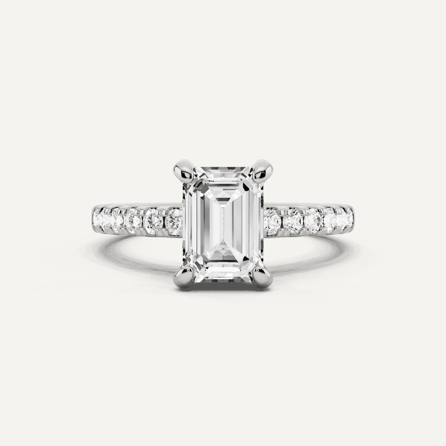 1 7/8 ctw Emerald Diamond Hidden Halo Accent Engagement Ring - Lotus Diamond