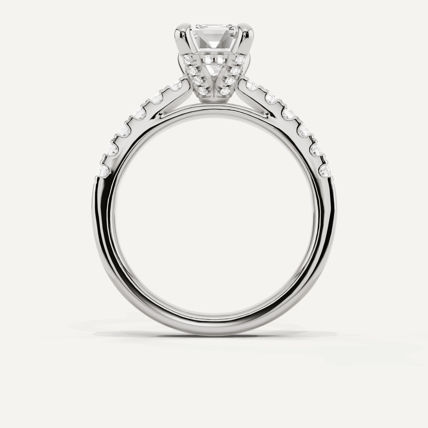 1 7/8 ctw Emerald Diamond Hidden Halo Accent Engagement Ring - Lotus Diamond