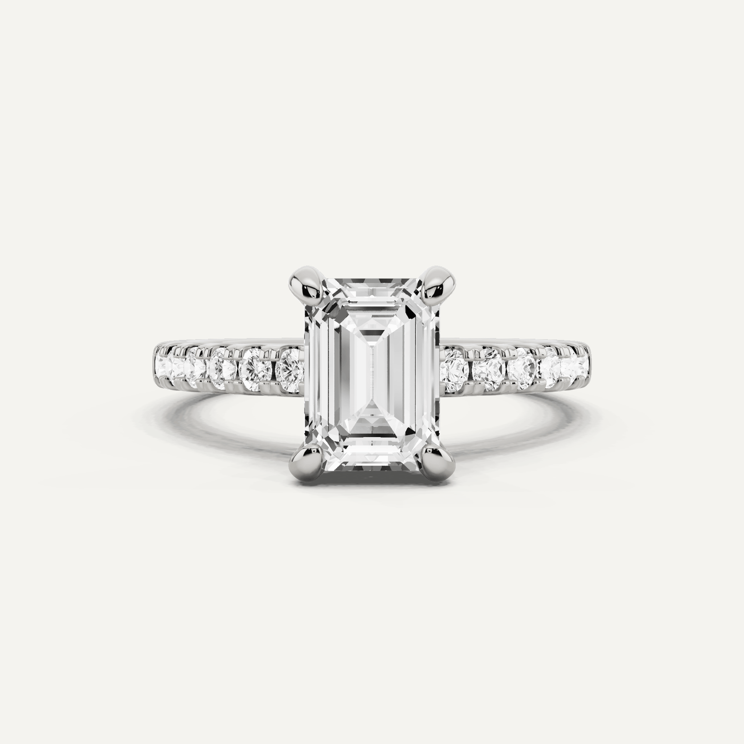 1 7/8 ctw Emerald Diamond Hidden Halo Accent Engagement Ring - Lotus Diamond