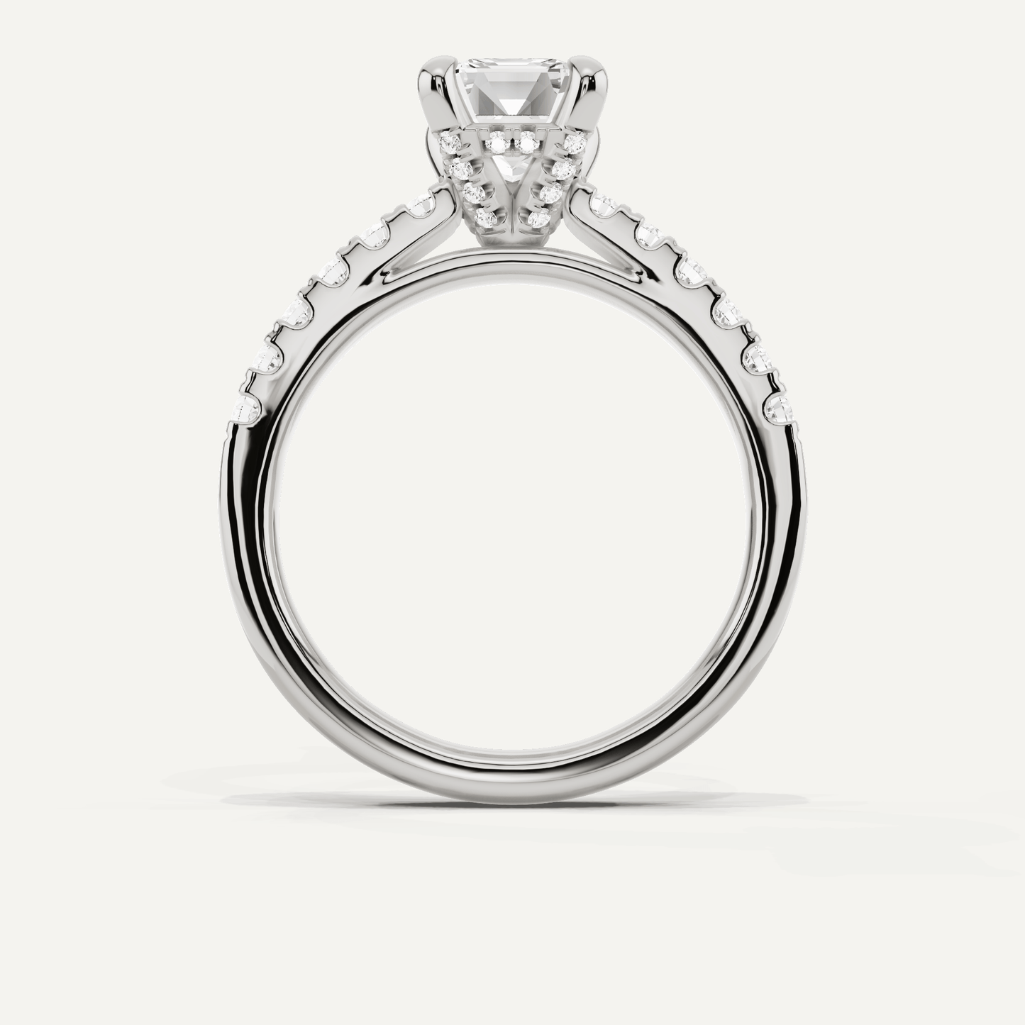 1 7/8 ctw Emerald Diamond Hidden Halo Accent Engagement Ring - Lotus Diamond