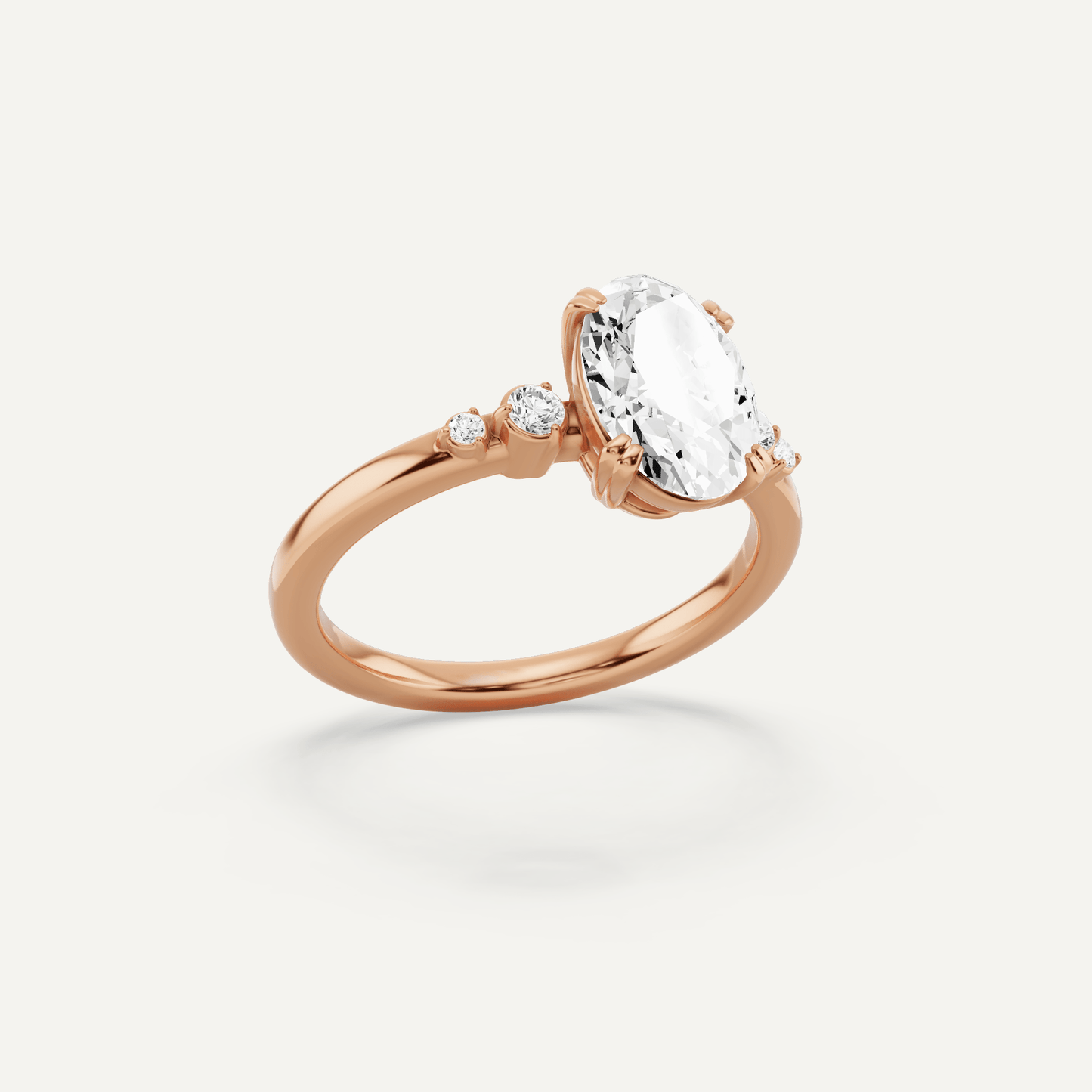 1 7/8 ctw Oval Diamond Side Stone Engagement Ring - Lotus Diamond