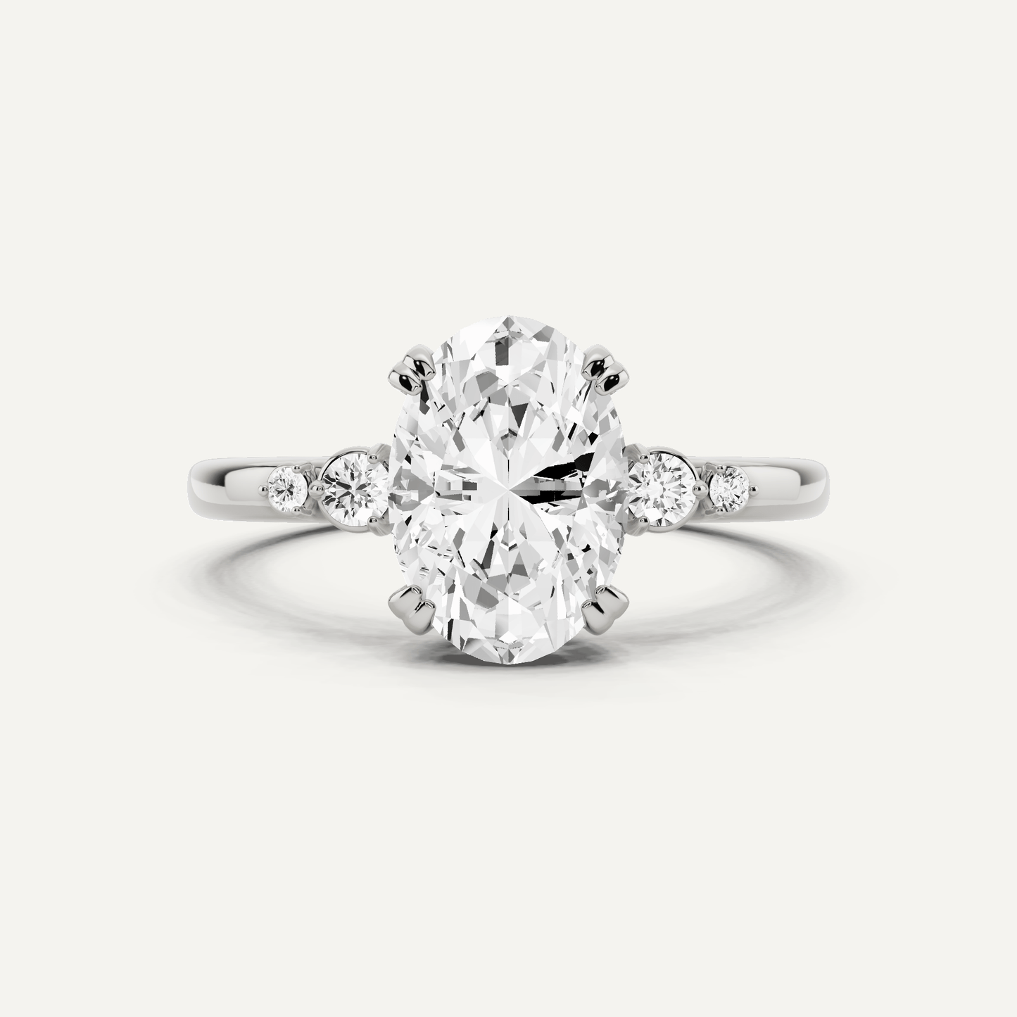 1 7/8 ctw Oval Diamond Side Stone Engagement Ring - Lotus Diamond
