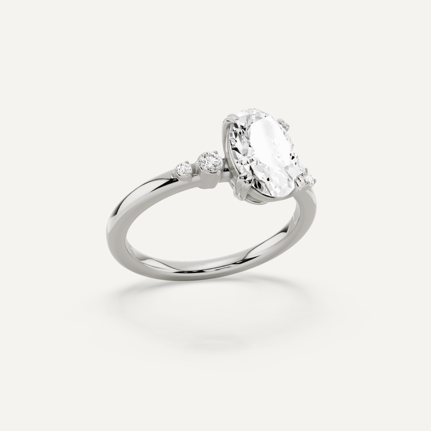 1 7/8 ctw Oval Diamond Side Stone Engagement Ring - Lotus Diamond