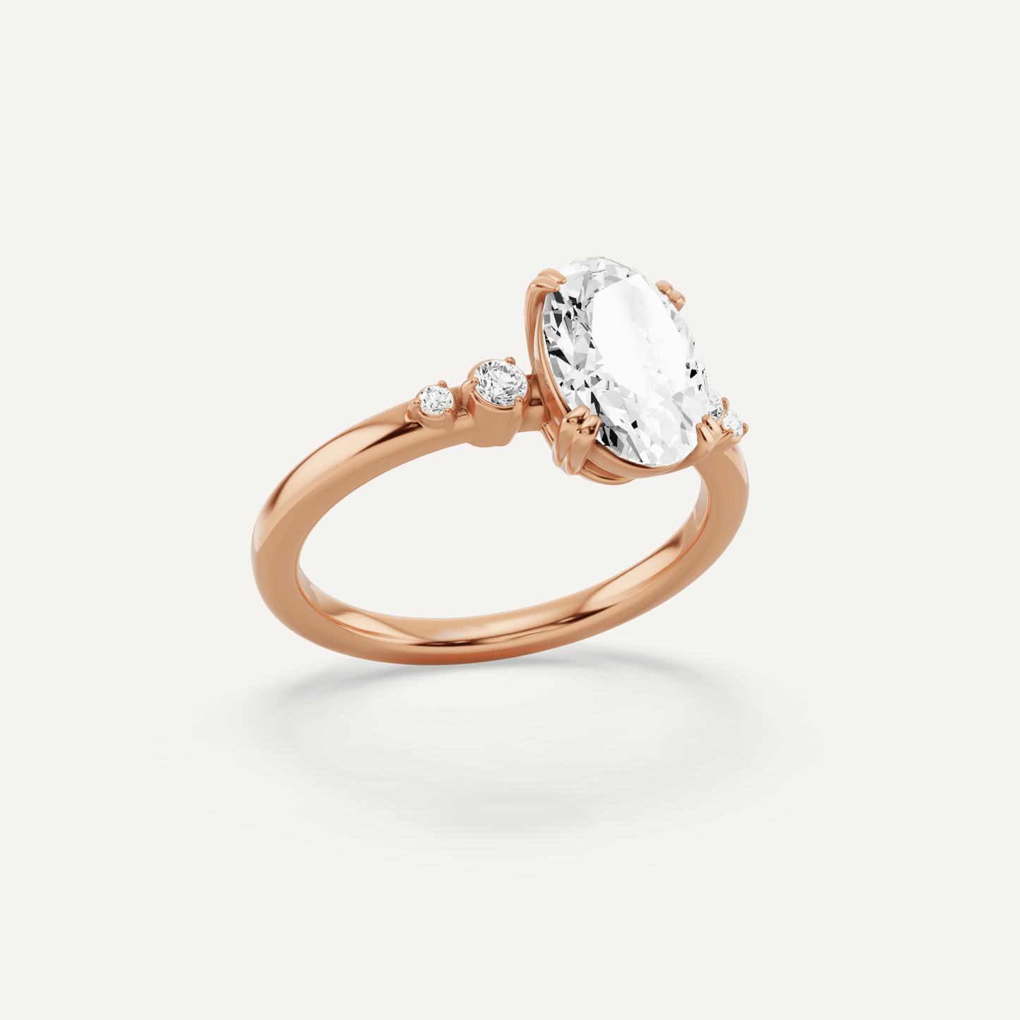 1 7/8 ctw Oval Diamond Side Stone Engagement Ring - Lotus Diamond