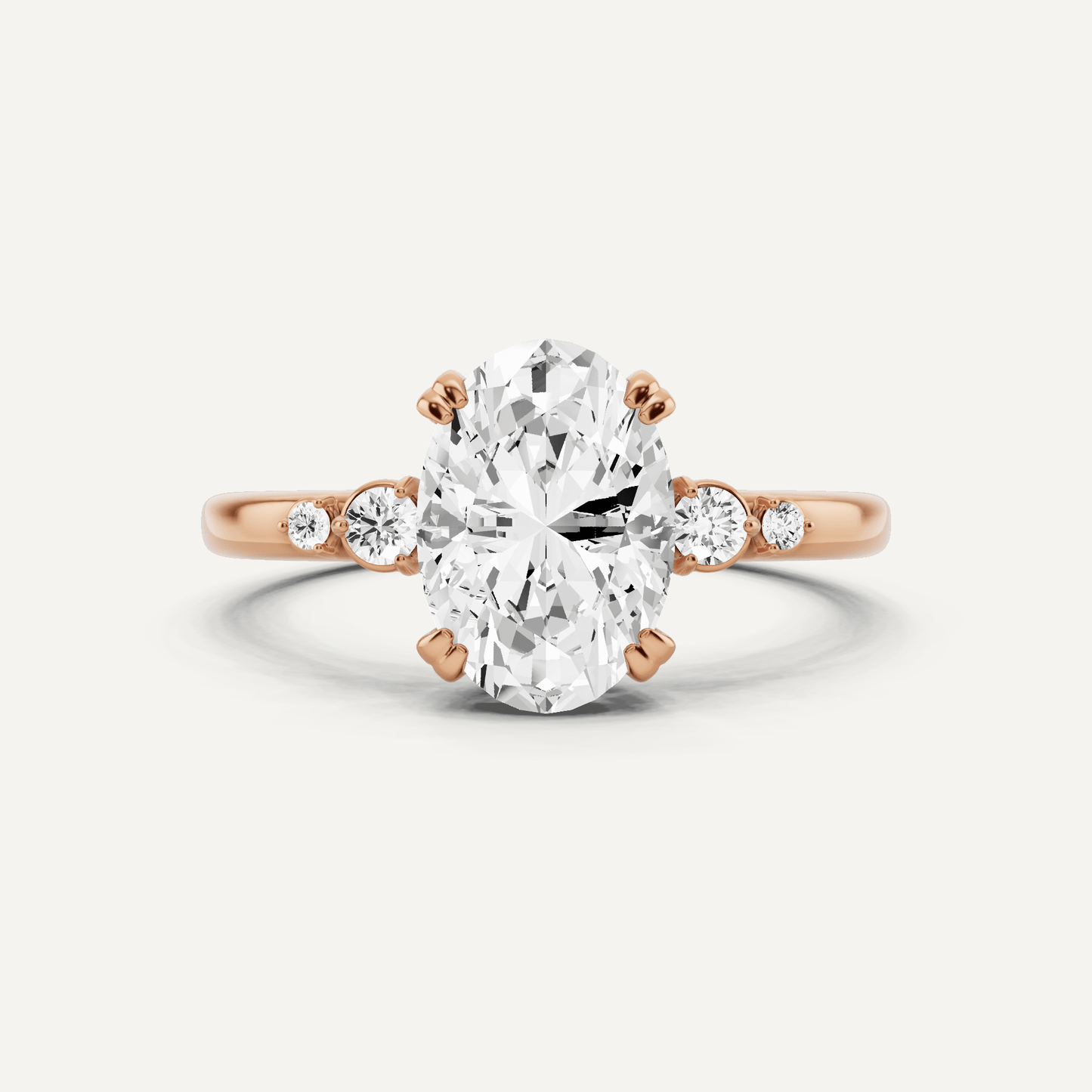 1 7/8 ctw Oval Diamond Side Stone Engagement Ring - Lotus Diamond